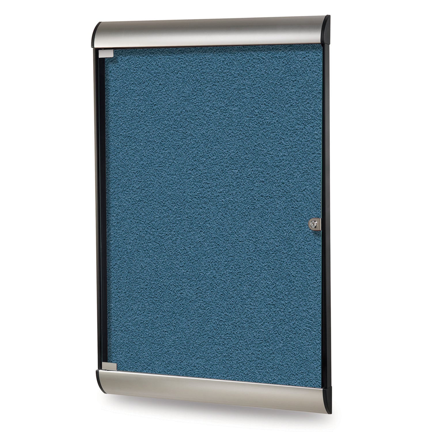 Ghent Silhouette 1 Door Enclosed Vinyl Bulletin Board w/ Satin Aluminum Frame, 4'H x 2'W, Ocean_1