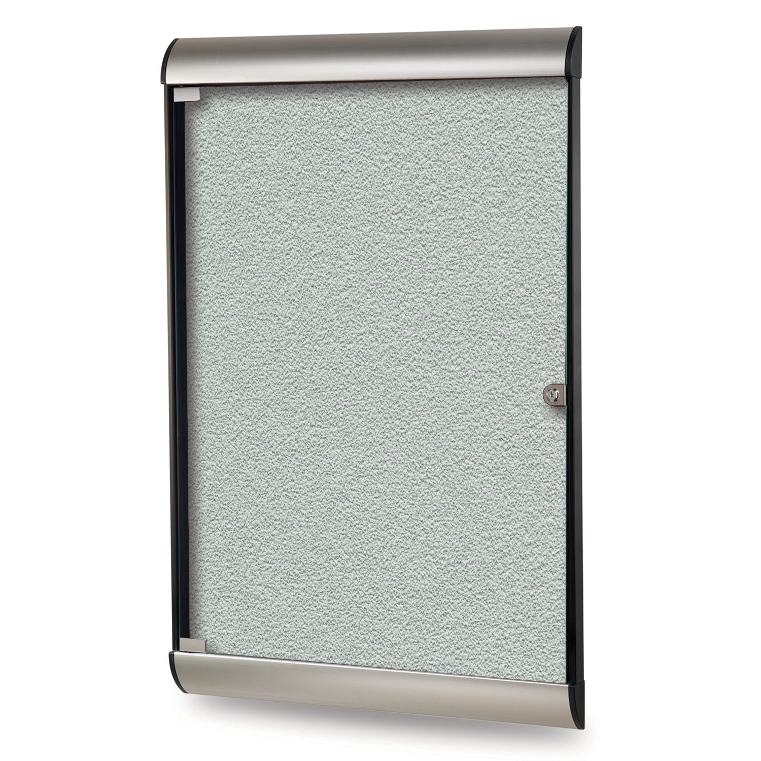 Ghent Silhouette 1 Door Enclosed Vinyl Bulletin Board w/ Satin Aluminum Frame, 4'H x 2'W, Silver_1