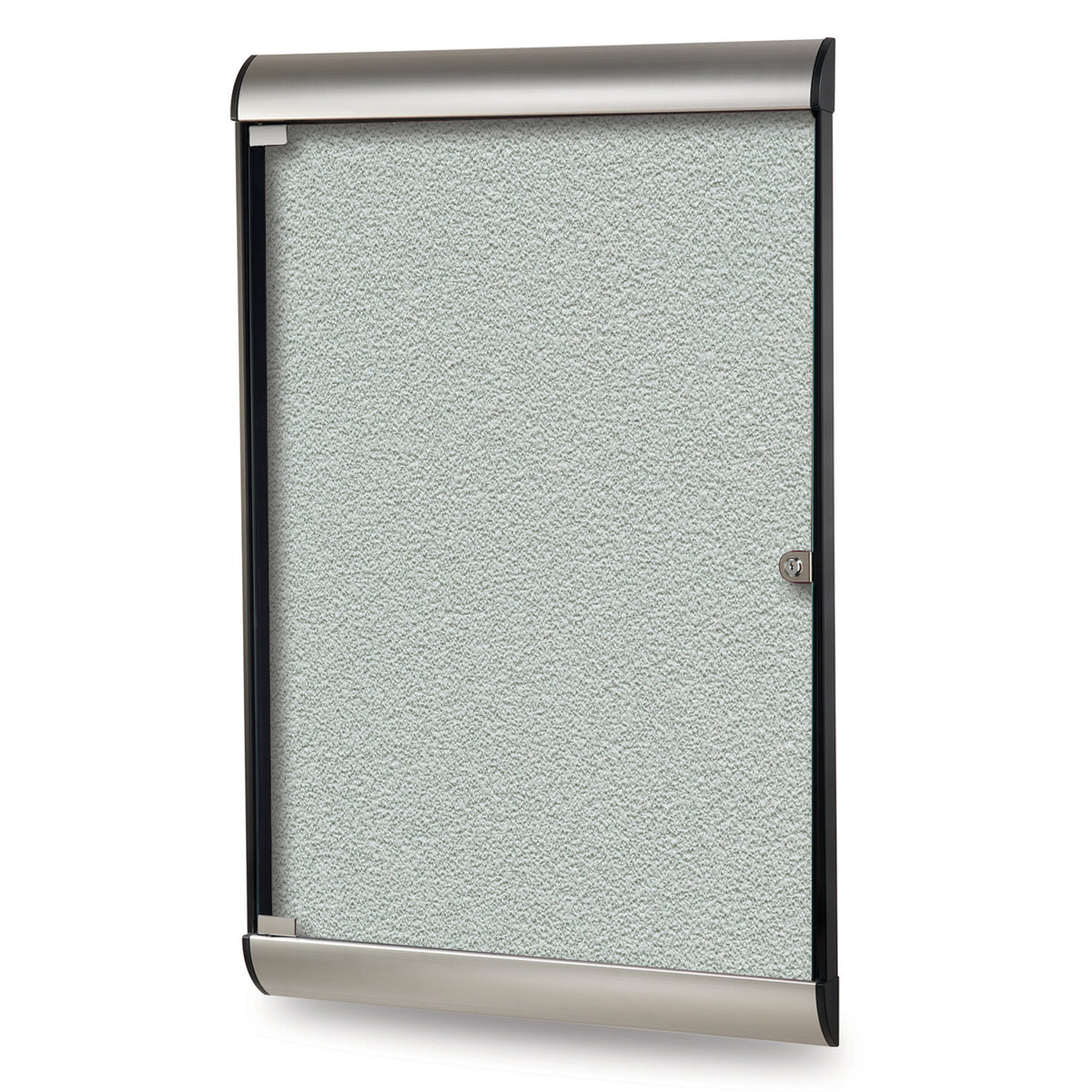 Ghent Silhouette 1 Door Enclosed Vinyl Bulletin Board w/ Satin Aluminum Frame, 4'H x 2'W, Silver_1