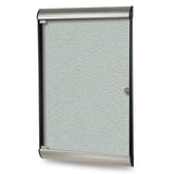 Ghent Silhouette 1 Door Enclosed Vinyl Bulletin Board w/ Satin Aluminum Frame, 4'H x 2'W, Silver_1