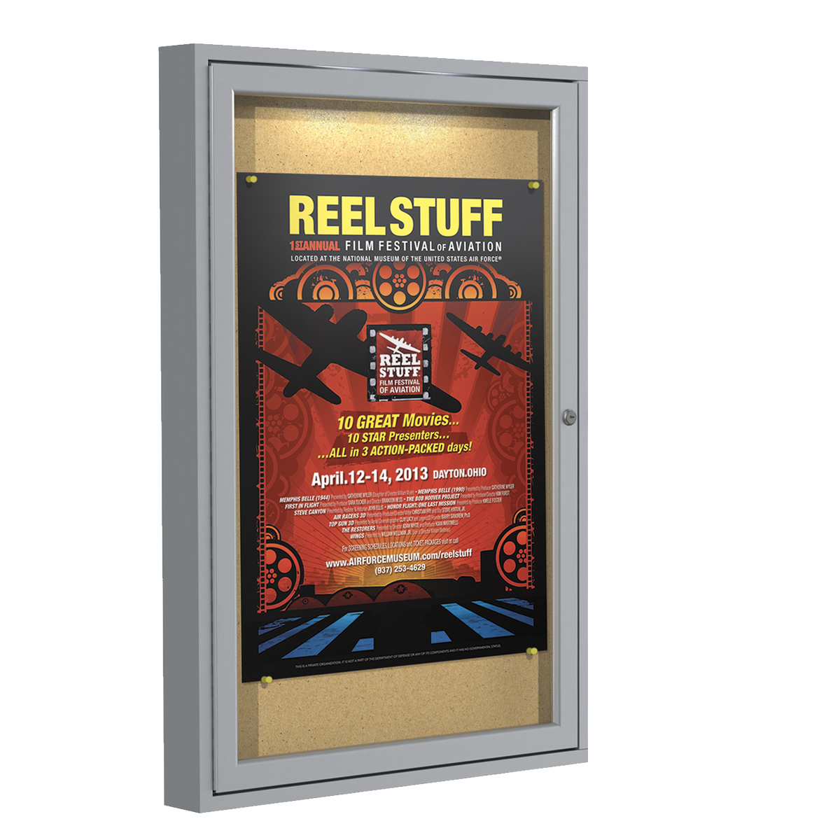 Ghent 1 Door Enclosed Cork Bulletin Board w/ Concealed Lighting, 3'H x 2'W_1