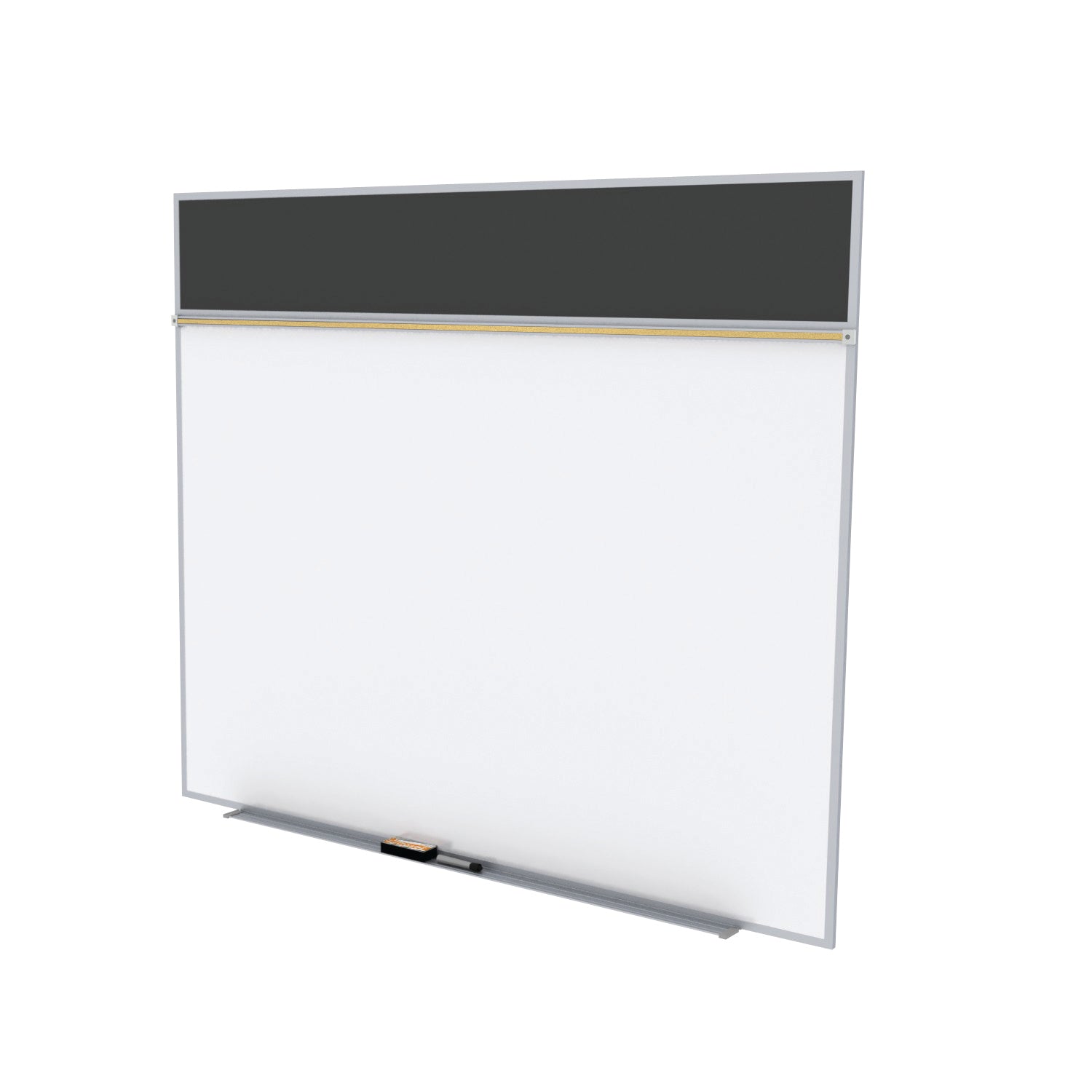 Ghent Porcelain Whiteboard / Recycled Rubber Bulletin Combo Board, Magnetic, Style A, 5'H x 10'W, Black_1