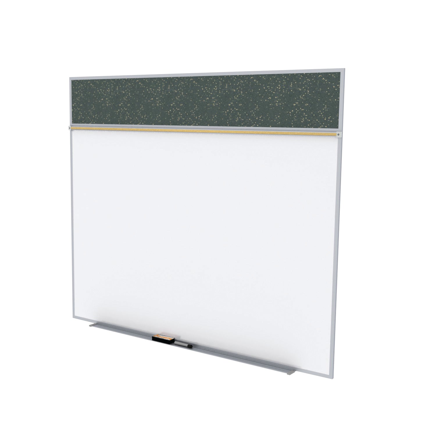 Ghent Porcelain Whiteboard / Recycled Rubber Bulletin Combo Board, Magnetic, Style A, 5'H x 10'W, Tan Speckled_1