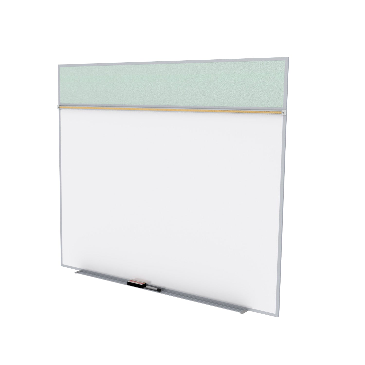 Ghent Porcelain Whiteboard / Vinyl Bulletin Combo Board, Magnetic, Style A, 5'H x 10'W, Silver_1