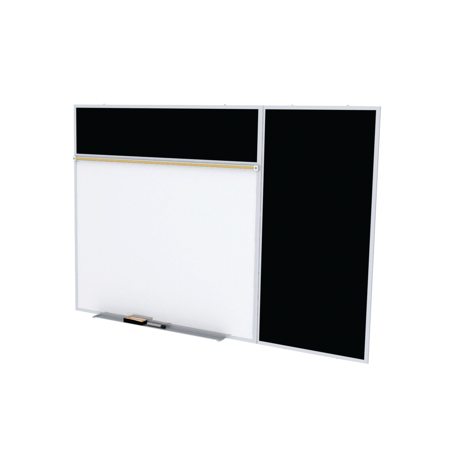 Ghent Porcelain Whiteboard / Recycled Rubber Bulletin Combo Board, Magnetic, Style B, 5'H x 10'W, Black_1