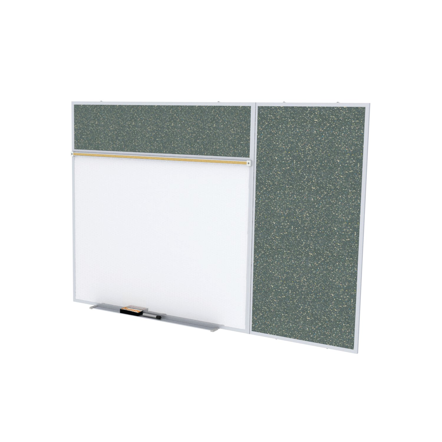 Ghent Porcelain Whiteboard / Recycled Rubber Bulletin Combo Board, Magnetic, Style B, 5'H x 10'W, Confetti_1