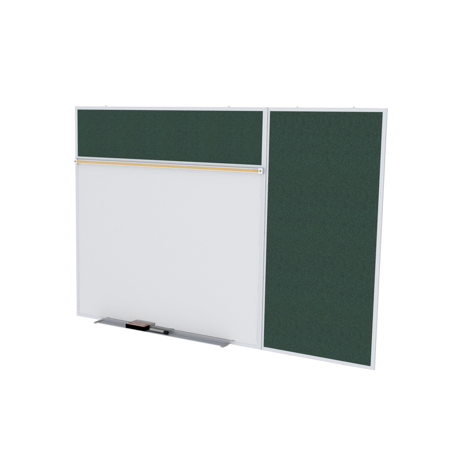 Ghent Porcelain Whiteboard / Vinyl Bulletin Combo Board, Magnetic, Style B, 5'H x 10'W, Ebony_1