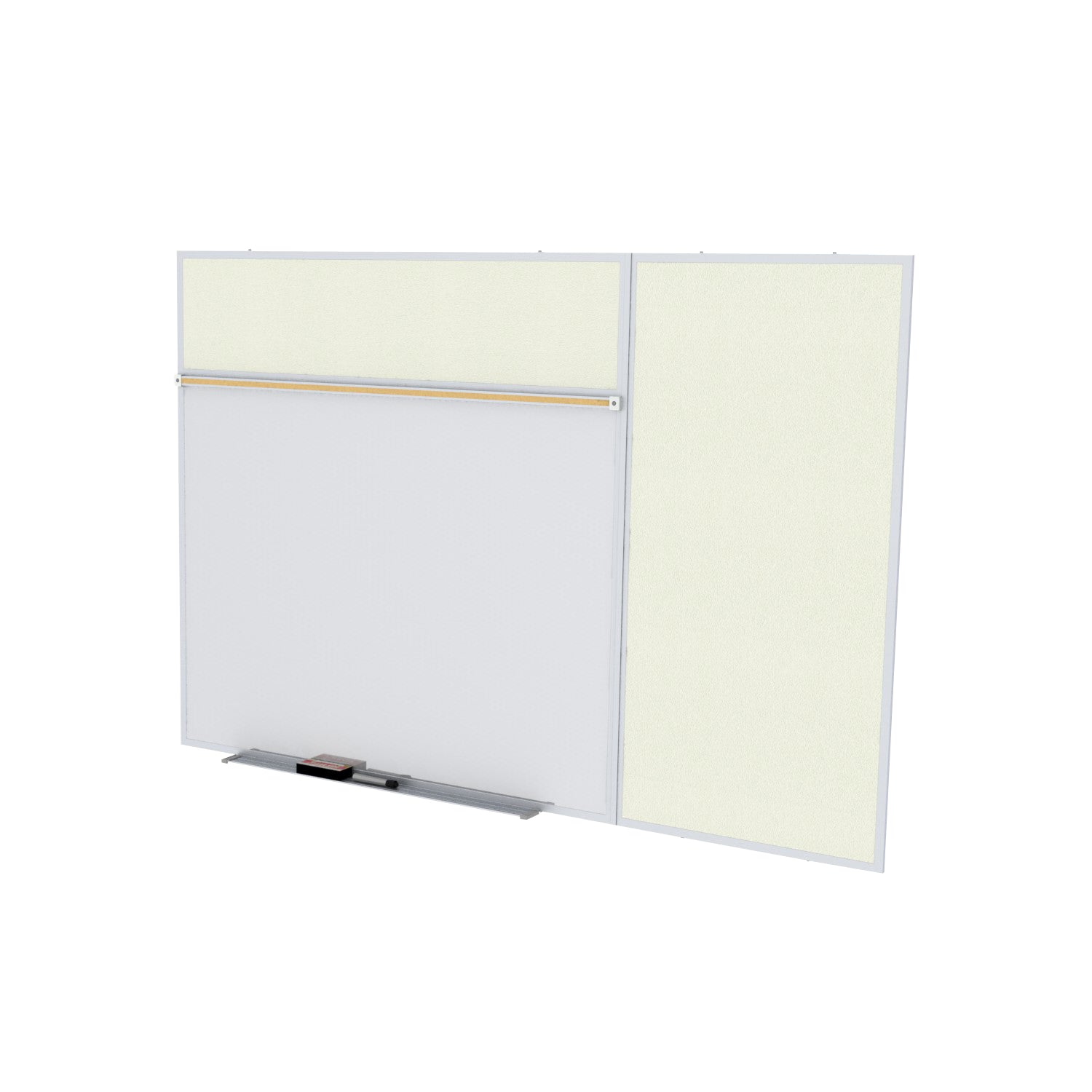 Ghent Porcelain Whiteboard / Vinyl Bulletin Combo Board, Magnetic, Style B, 5'H x 10'W, Ivory_1