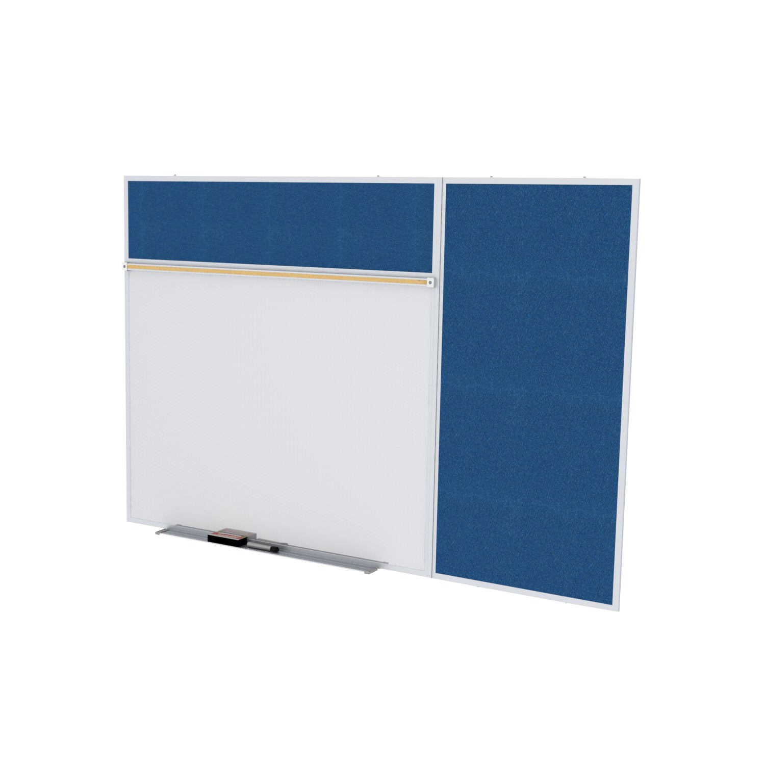 Ghent Porcelain Whiteboard / Vinyl Bulletin Combo Board, Magnetic, Style B, 5'H x 10'W, Navy_1