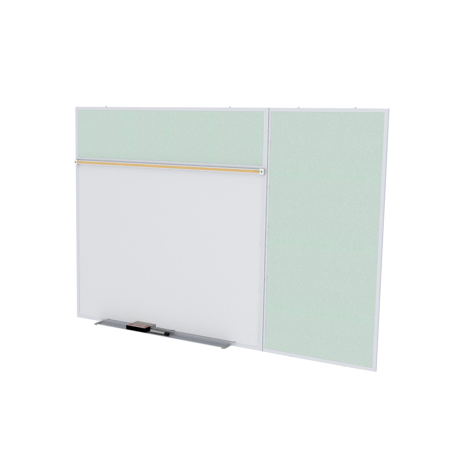 Ghent Porcelain Whiteboard / Vinyl Bulletin Combo Board, Magnetic, Style B, 5'H x 10'W, Silver_1