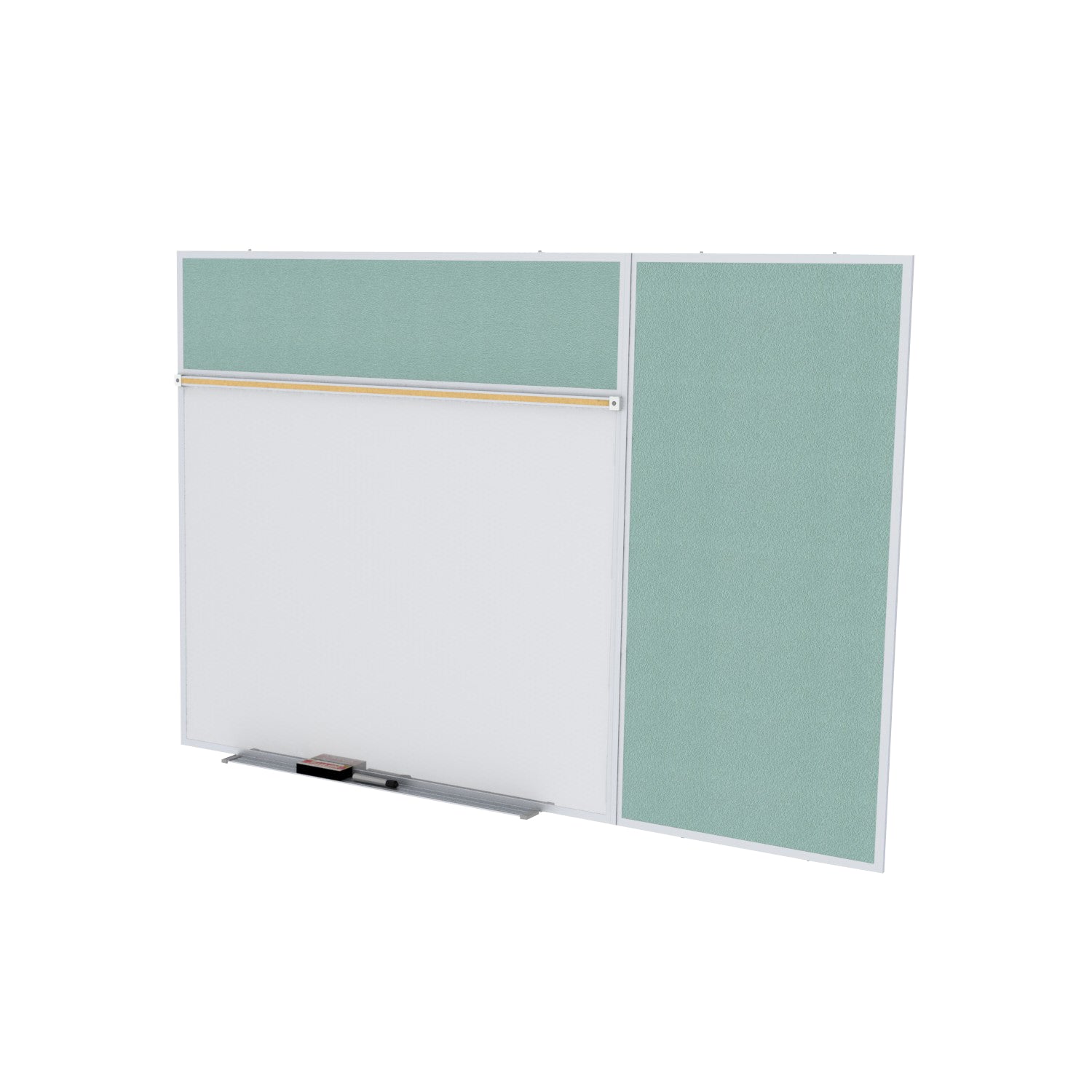 Ghent Porcelain Whiteboard / Vinyl Bulletin Combo Board, Magnetic, Style B, 5'H x 10'W, Stone_1