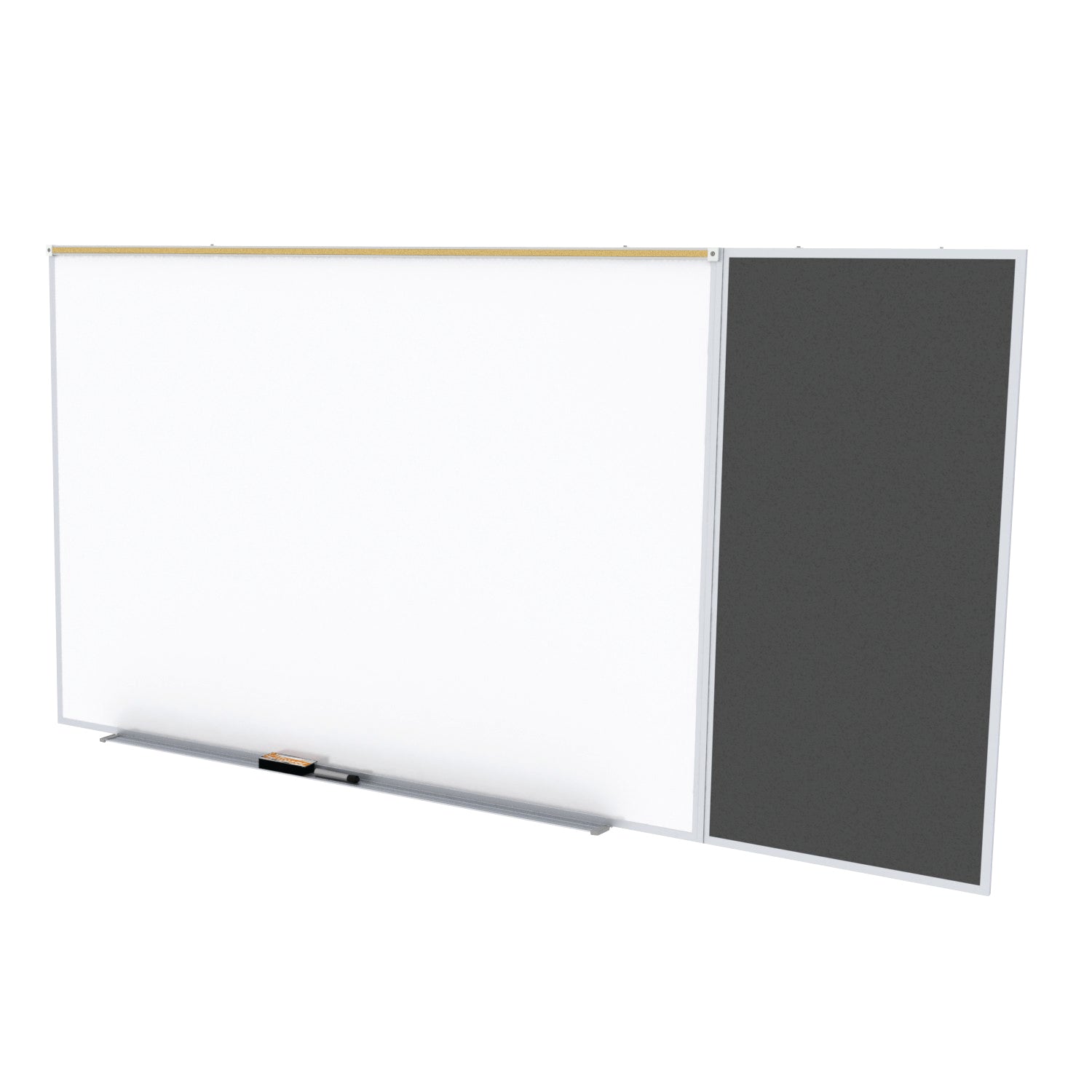 Ghent Porcelain Whiteboard / Recycled Rubber Bulletin Combo Board, Magnetic, Style C, 5'H x 8'W, Black_1