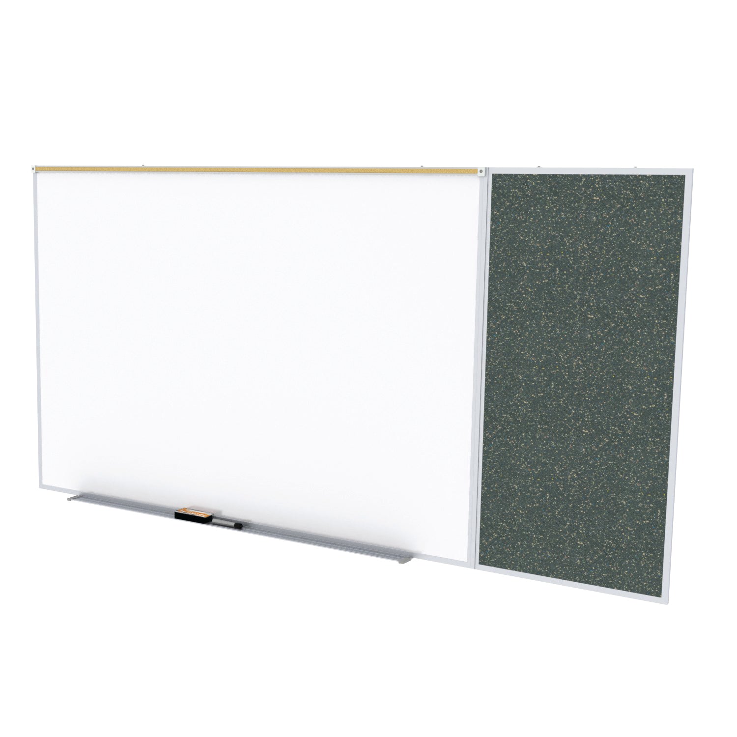 Ghent Porcelain Whiteboard / Recycled Rubber Bulletin Combo Board, Magnetic, Style C, 5'H x 12'W, Confetti_1