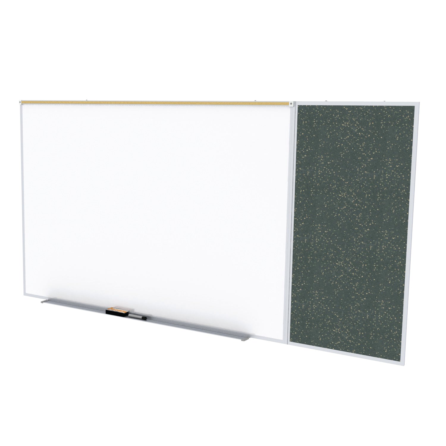 Ghent Porcelain Whiteboard / Recycled Rubber Bulletin Combo Board, Magnetic, Style C, 5'H x 8'W, Tan Speckled_1