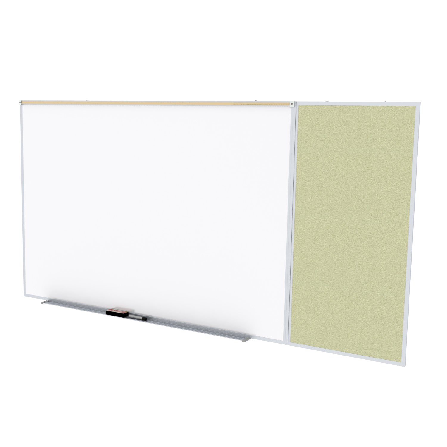 Ghent Porcelain Whiteboard / Vinyl Bulletin Combo Board, Magnetic, Style C, 5'H x 10'W, Caramel_1