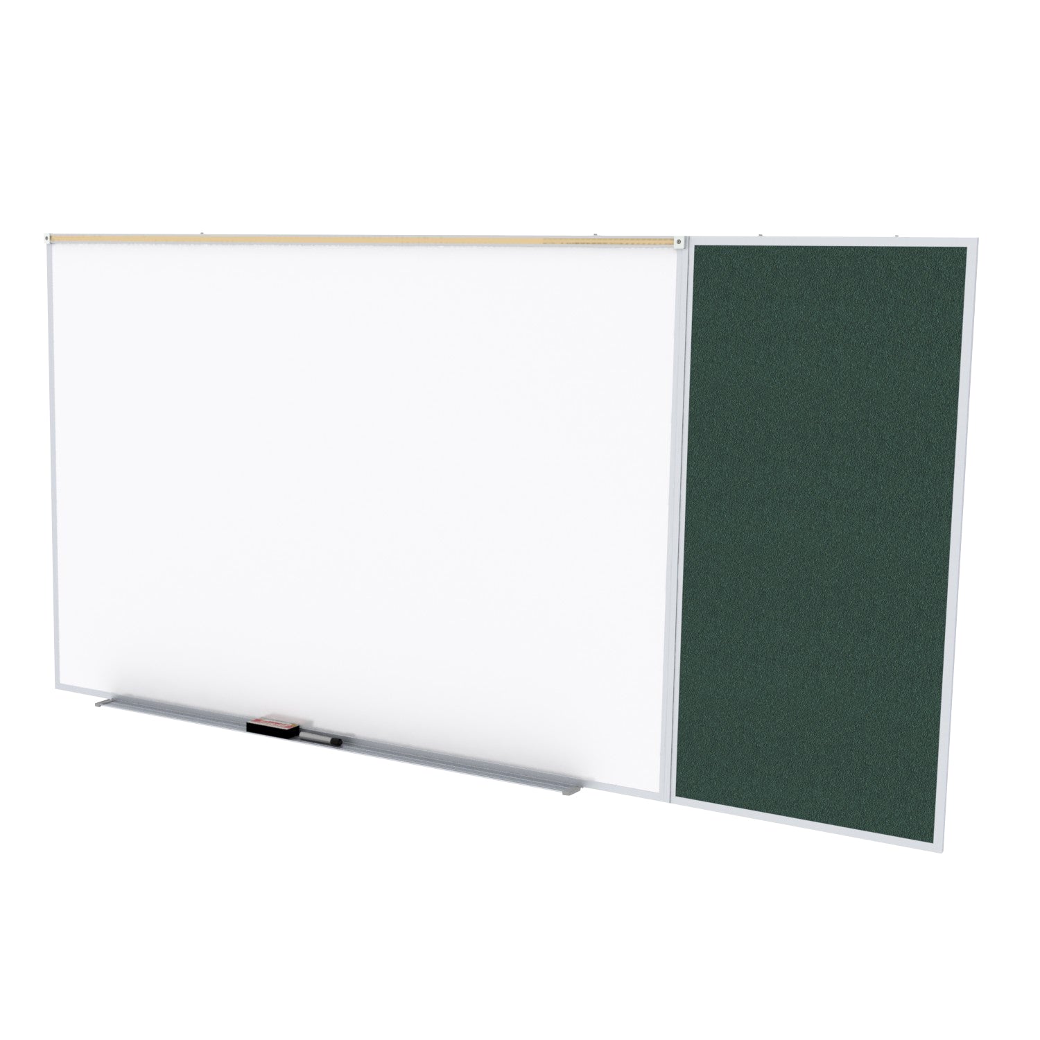 Ghent Porcelain Whiteboard / Vinyl Bulletin Combo Board, Magnetic, Style C, 5'H x 10'W, Ebony_1