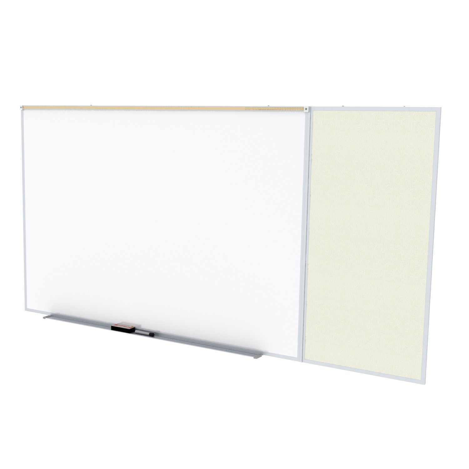 Ghent Porcelain Whiteboard / Vinyl Bulletin Combo Board, Magnetic, Style C, 5'H x 10'W, Ivory_1