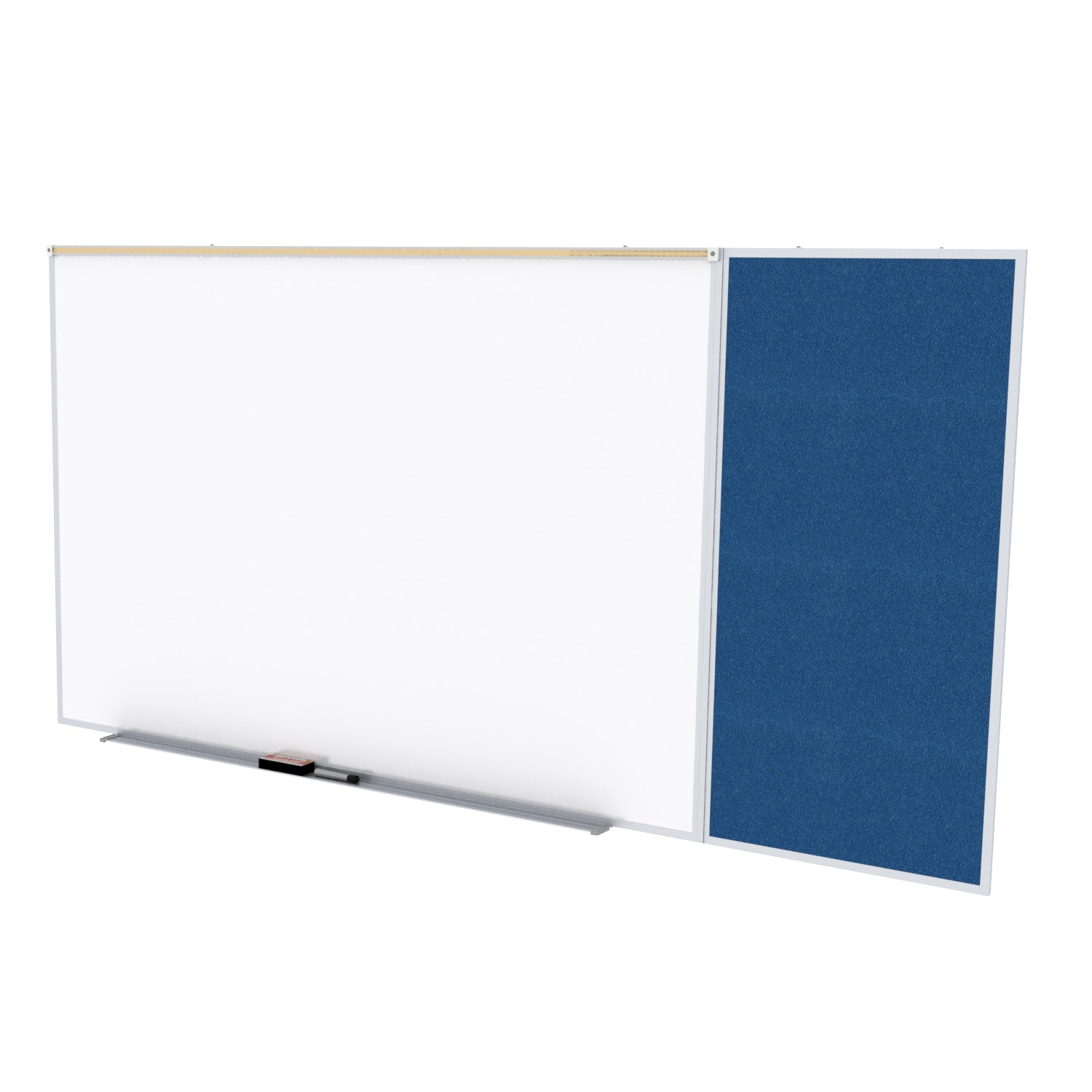 Ghent Porcelain Whiteboard / Vinyl Bulletin Combo Board, Magnetic, Style C, 5'H x 10'W, Navy_1