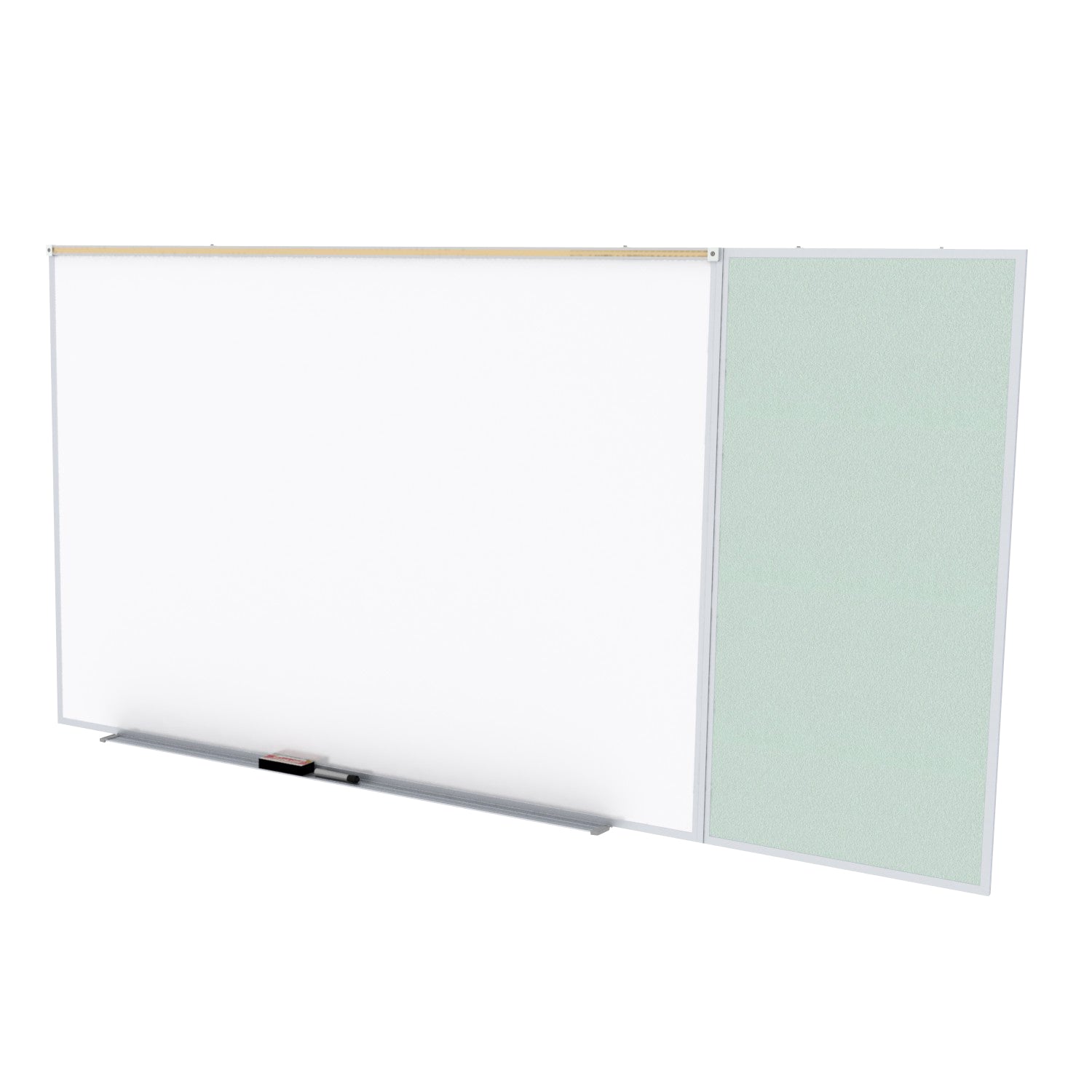 Ghent Porcelain Whiteboard / Vinyl Bulletin Combo Board, Magnetic, Style C, 5'H x 10'W, Silver_1