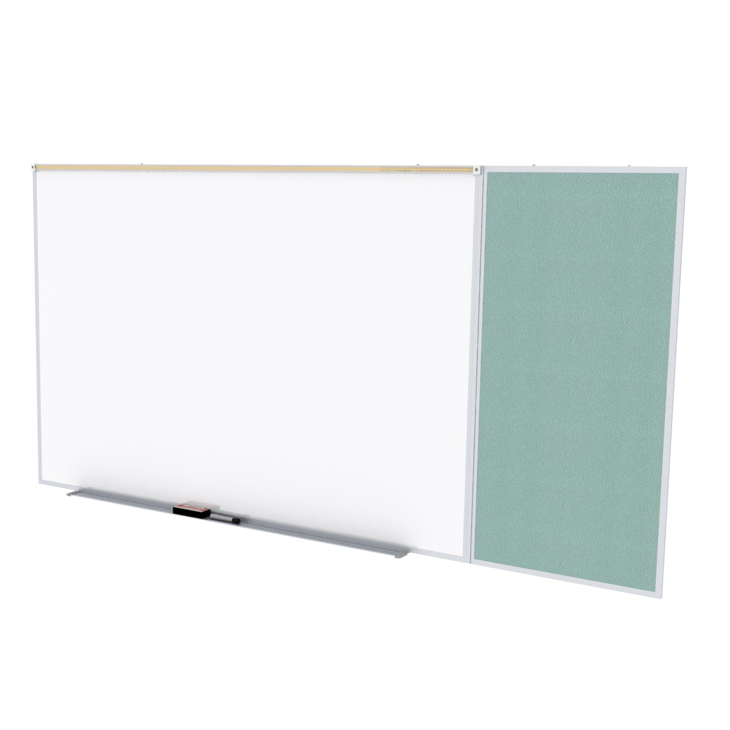 Ghent Porcelain Whiteboard / Vinyl Bulletin Combo Board, Magnetic, Style C, 5'H x 10'W, Stone_1