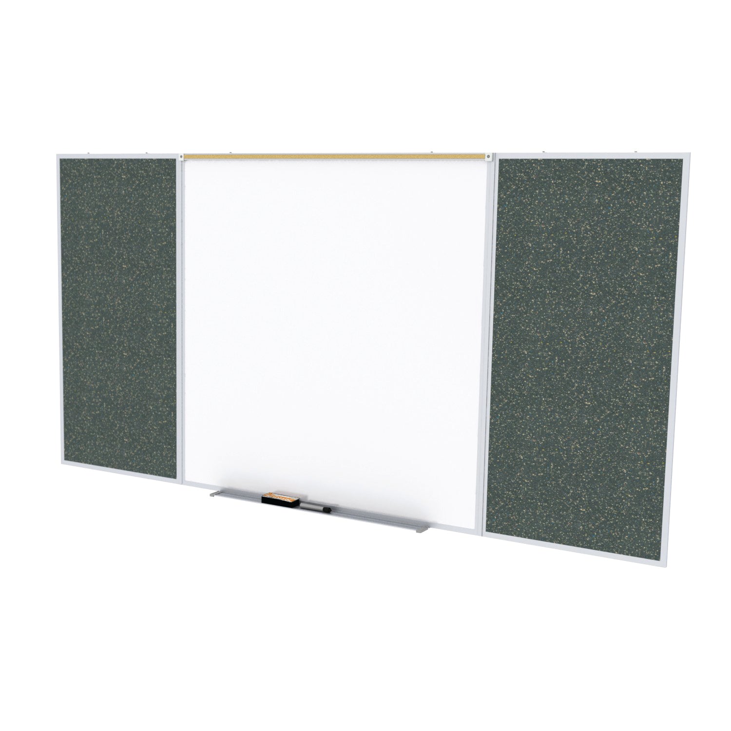 Ghent Porcelain Whiteboard / Recycled Rubber Bulletin Combo Board, Magnetic, Style D, 5'H x 8'W, Confetti_1