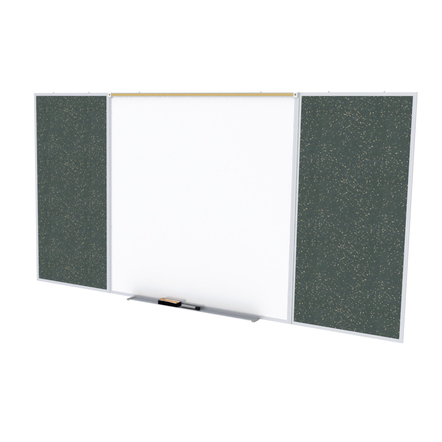 Ghent Porcelain Whiteboard / Recycled Rubber Bulletin Combo Board, Magnetic, Style D, 5'H x 10'W, Tan Speckled_1