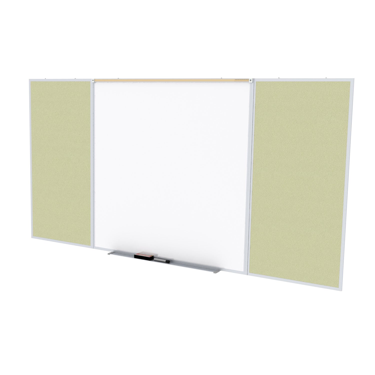 Ghent Porcelain Whiteboard / Vinyl Bulletin Combo Board, Magnetic, Style D, 5'H x 10'W, Caramel_1