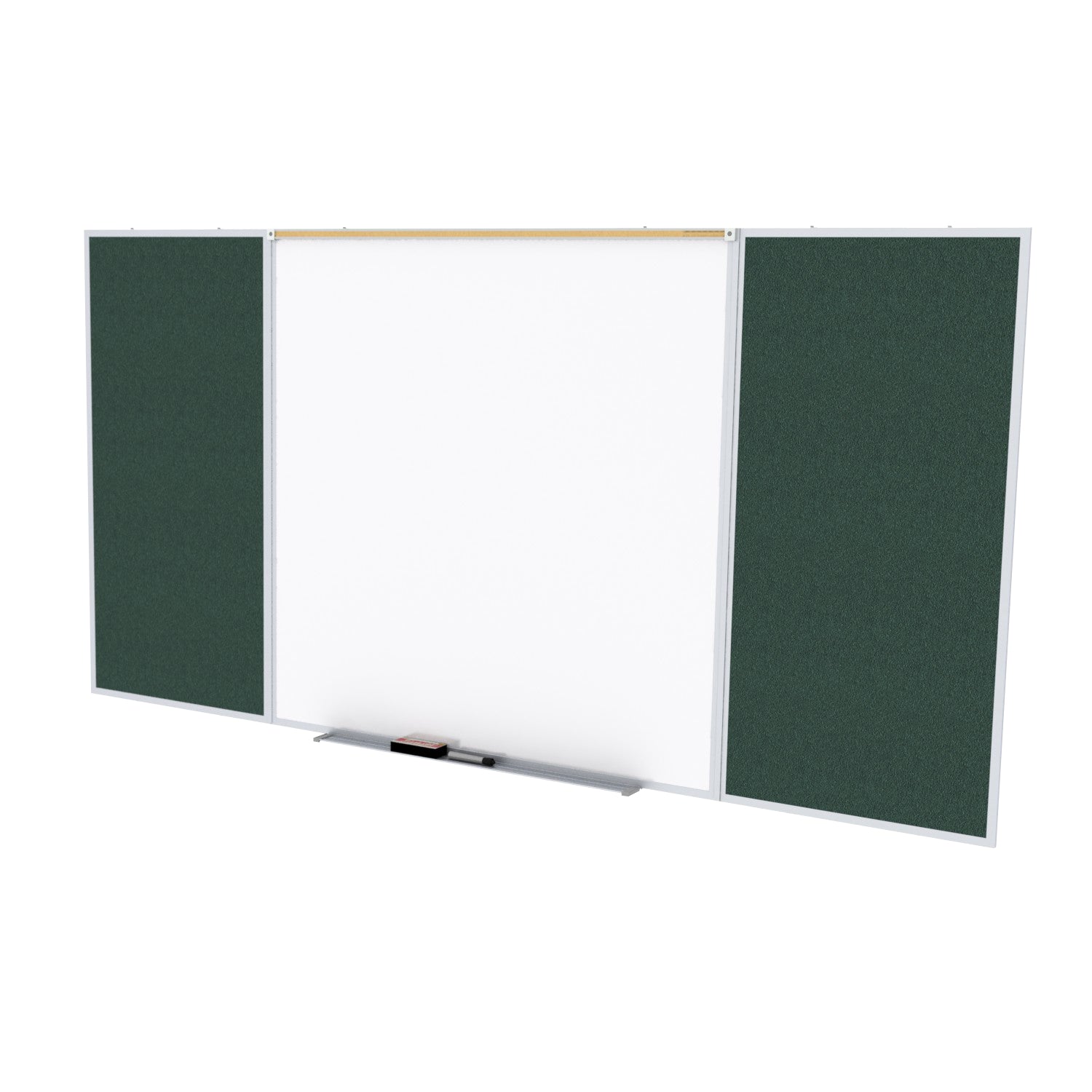 Ghent Porcelain Whiteboard / Vinyl Bulletin Combo Board, Magnetic, Style D, 5'H x 10'W, Ebony_1