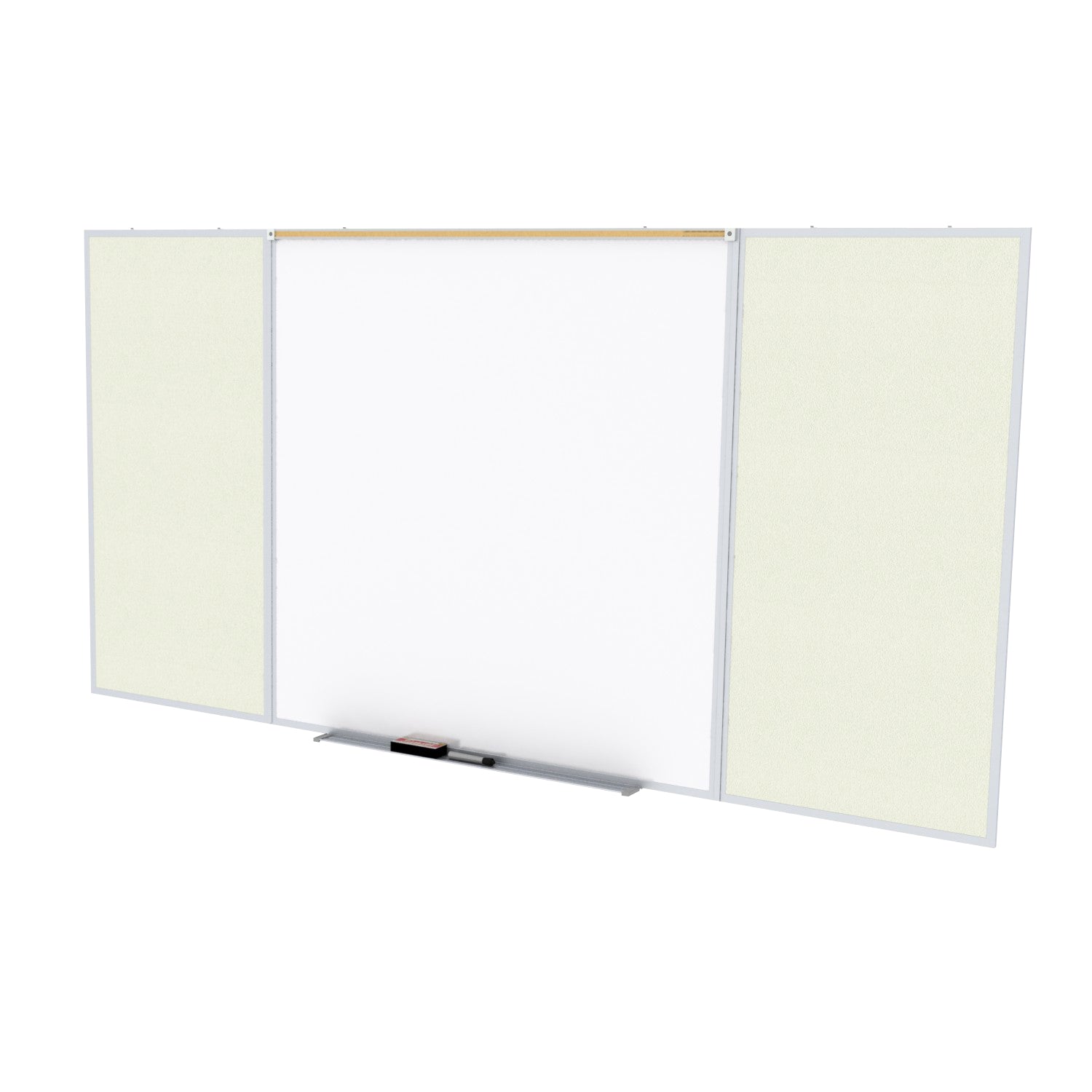 Ghent Porcelain Whiteboard / Vinyl Bulletin Combo Board, Magnetic, Style D, 5'H x 10'W, Ivory_1