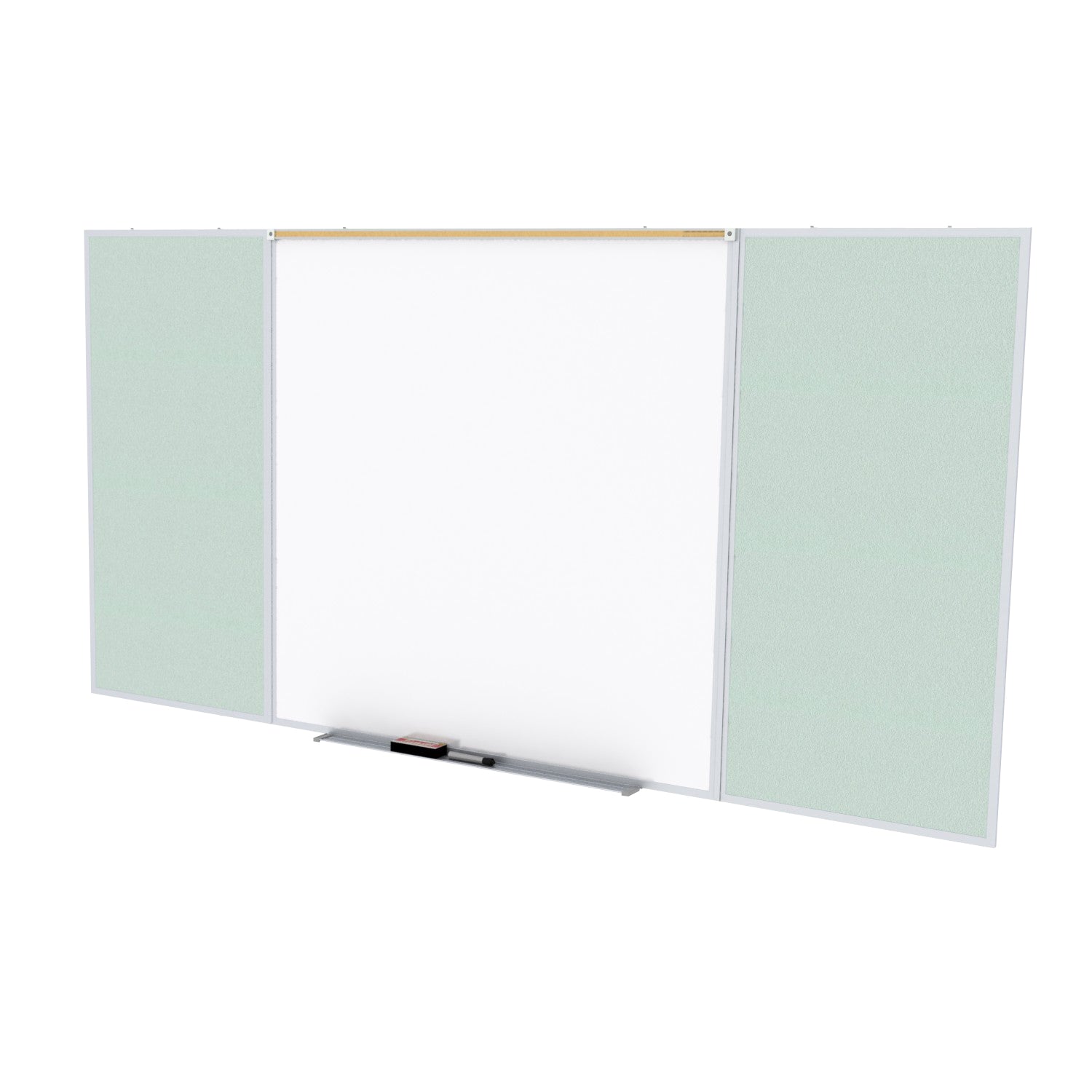 Ghent Porcelain Whiteboard / Vinyl Bulletin Combo Board, Magnetic, Style D, 5'H x 10'W, Silver_1