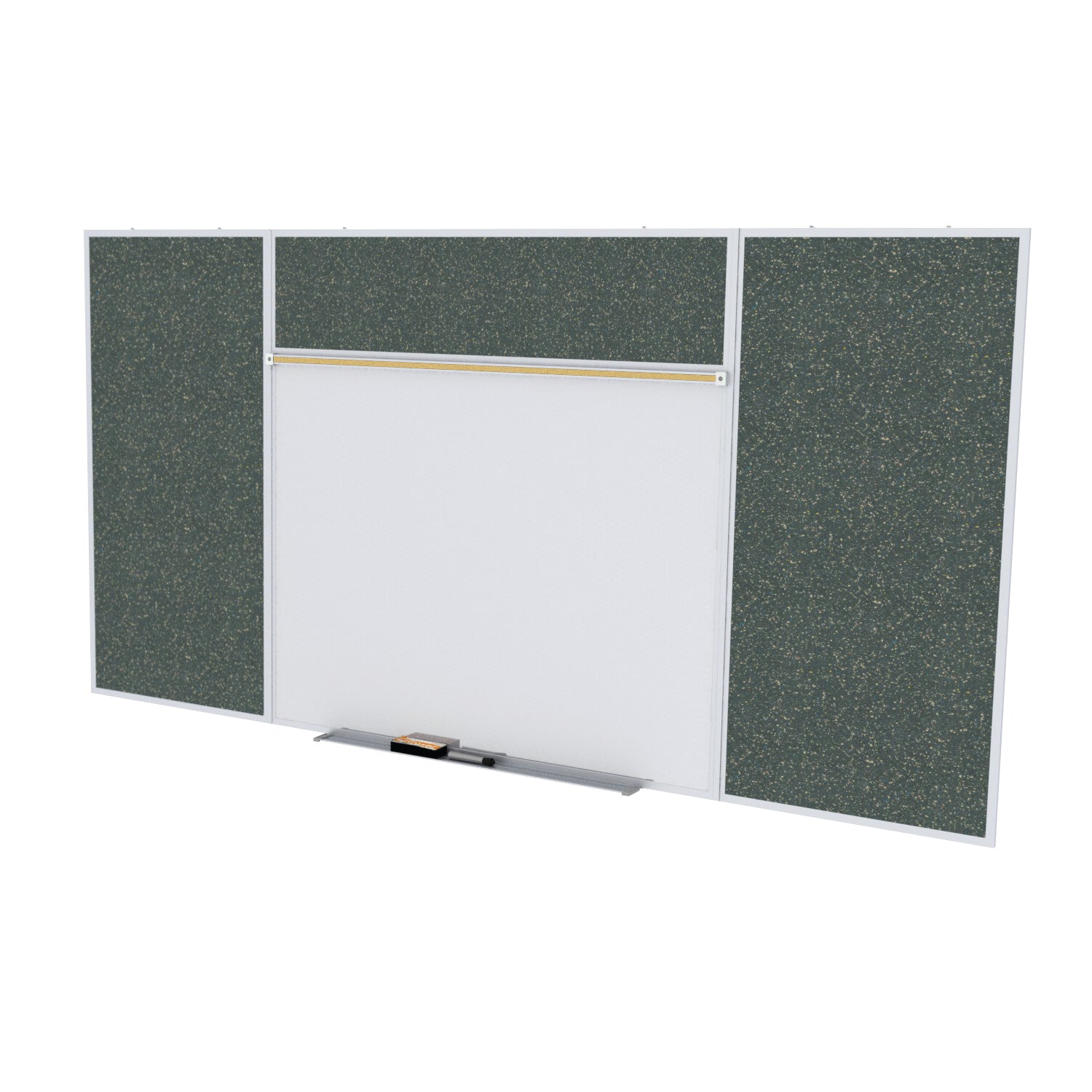 Ghent Porcelain Whiteboard / Recycled Rubber Bulletin Combo Board, Magnetic, Style E, 5'H x 10'W, Confetti_1