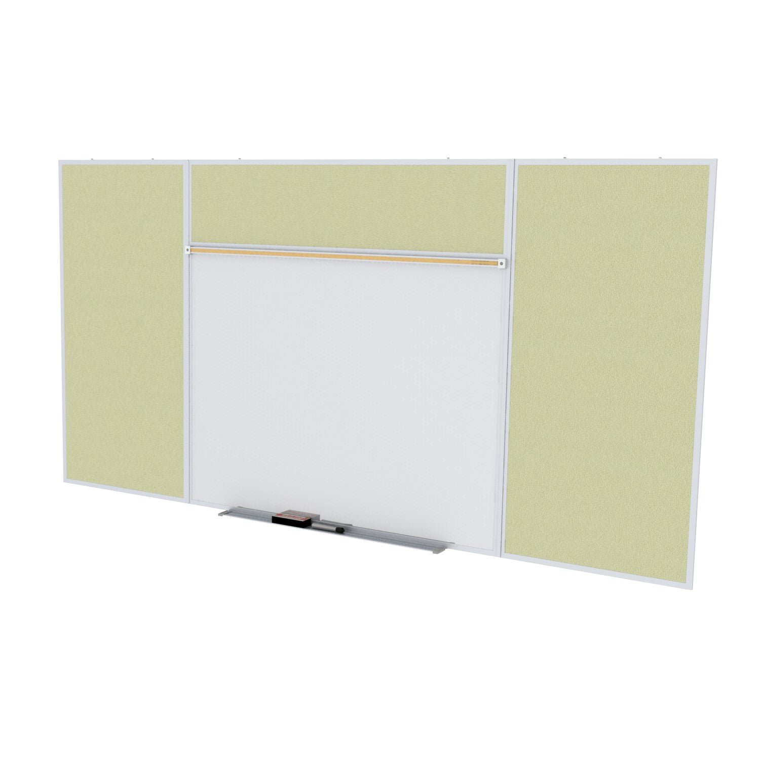 Ghent Porcelain Whiteboard / Vinyl Bulletin Combo Board, Magnetic, Style E, 5'H x 10'W, Caramel_1