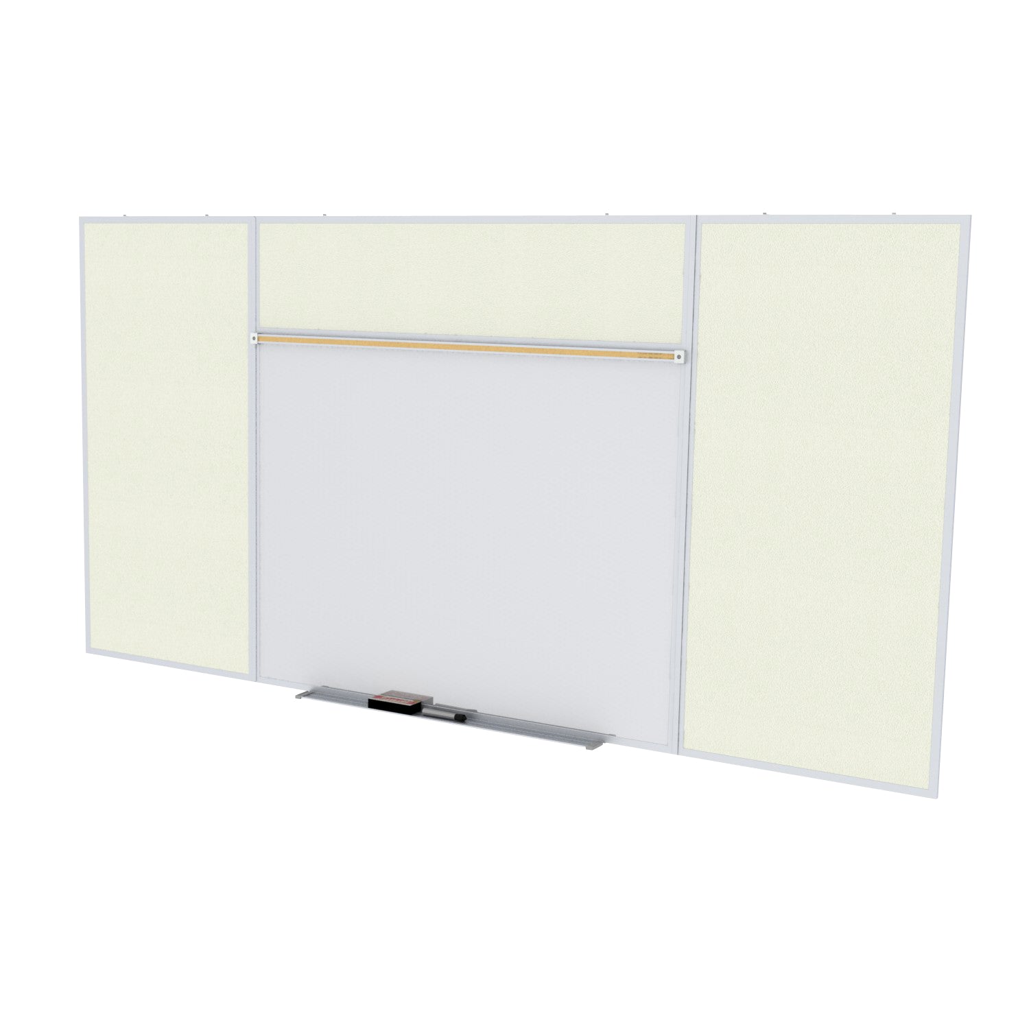 Ghent Porcelain Whiteboard / Vinyl Bulletin Combo Board, Magnetic, Style E, 5'H x 10'W, Ivory_1