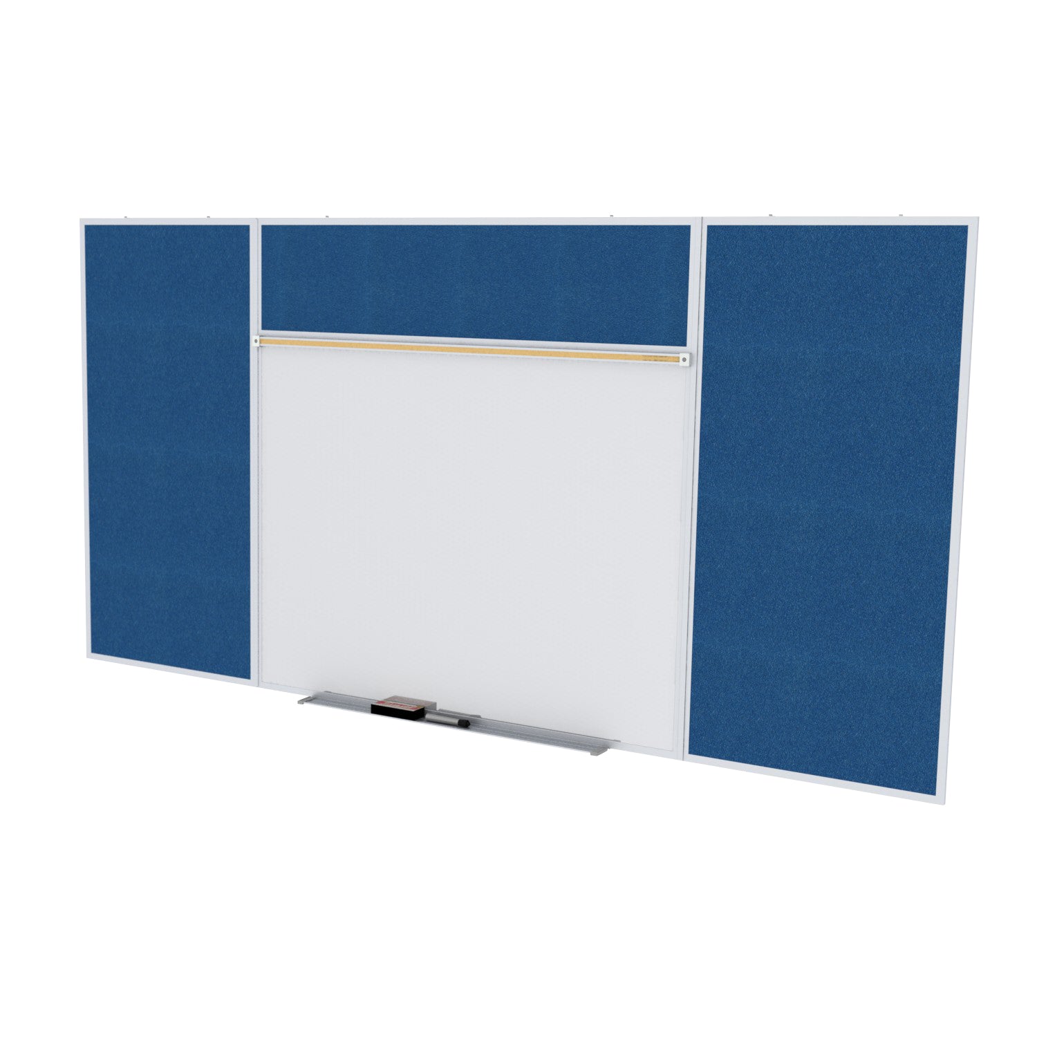 Ghent Porcelain Whiteboard / Vinyl Bulletin Combo Board, Magnetic, Style E, 5'H x 10'W, Navy_1