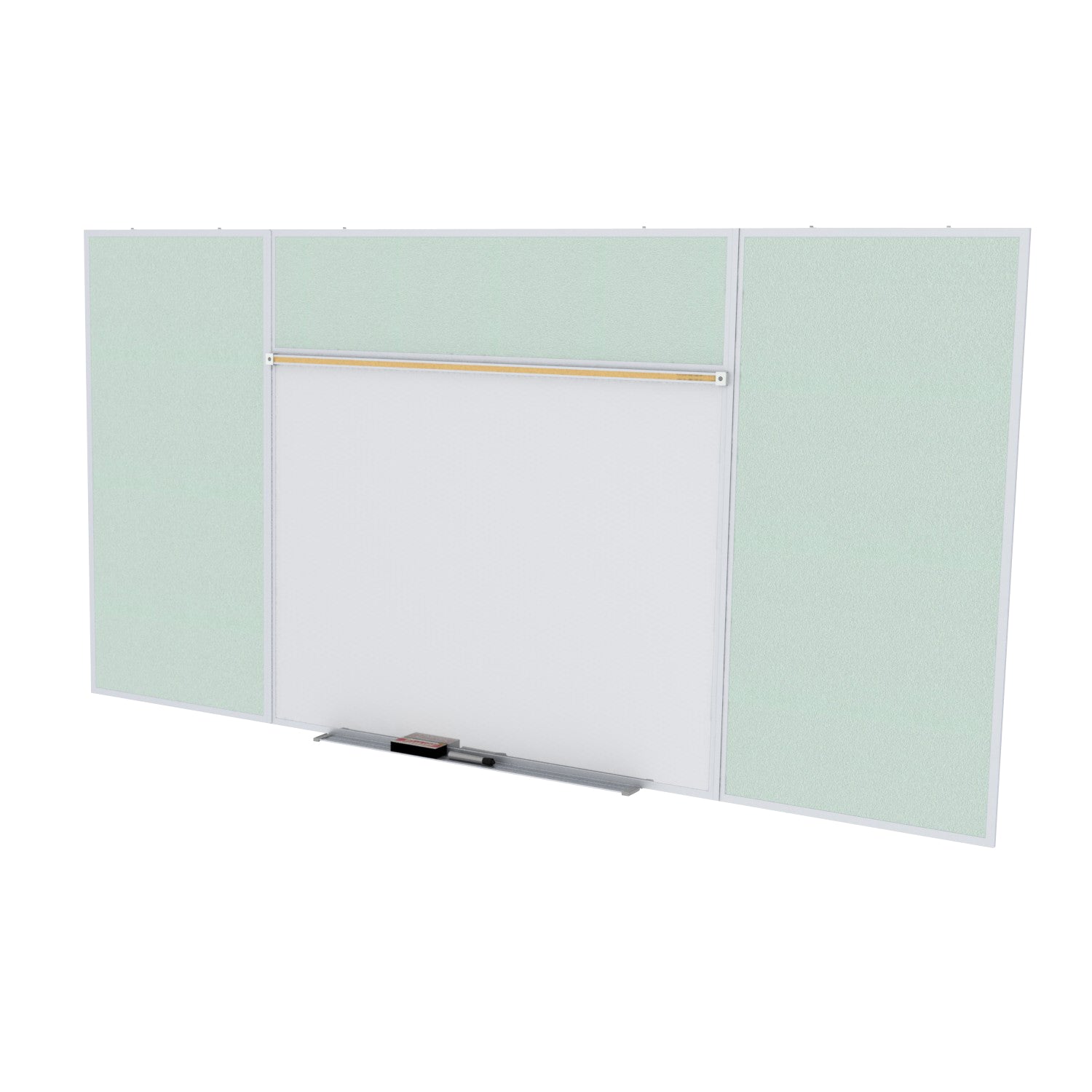 Ghent Porcelain Whiteboard / Vinyl Bulletin Combo Board, Magnetic, Style E, 5'H x 10'W, Silver_1