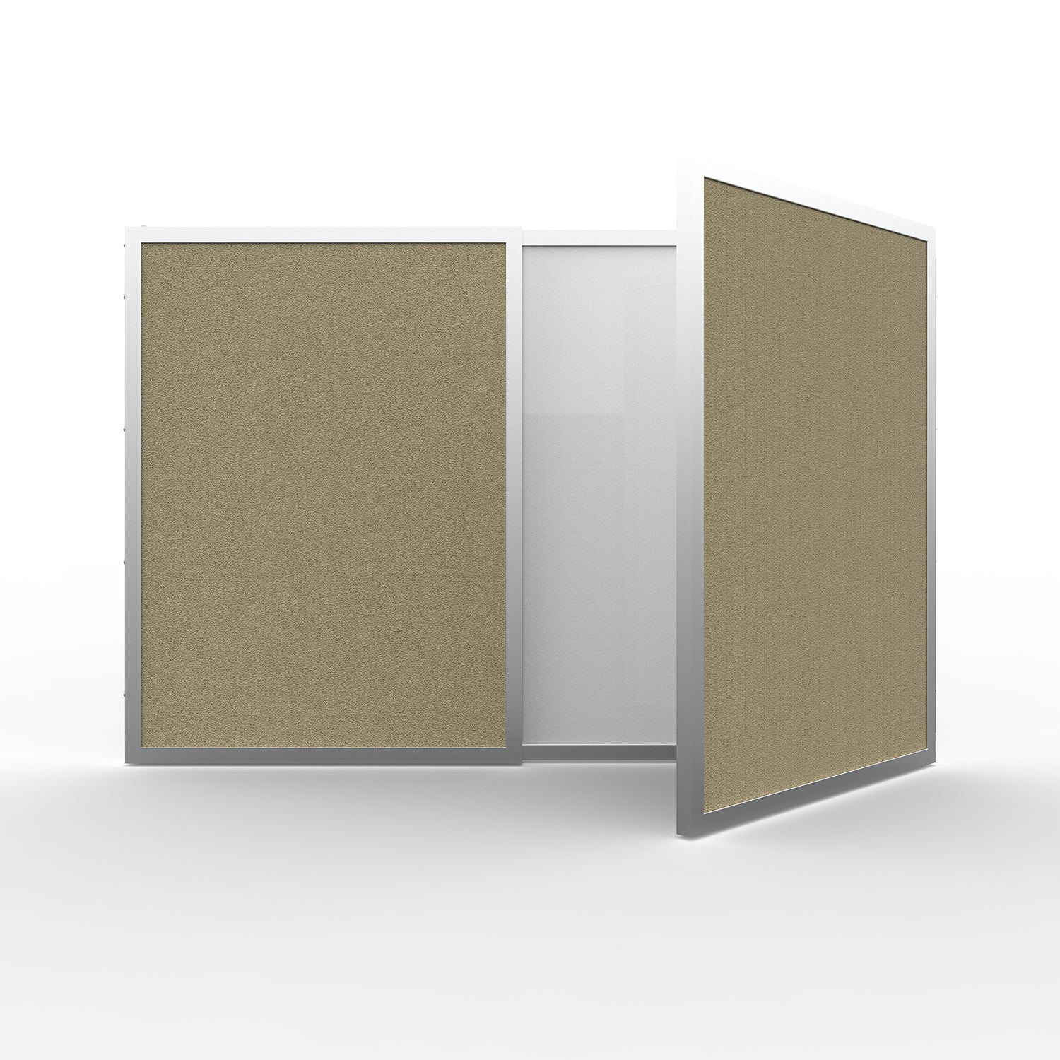 Ghent VisuALL PC Whiteboard Cabinet w/ Fabric Bulletin Board Exterior Doors, Beige_1