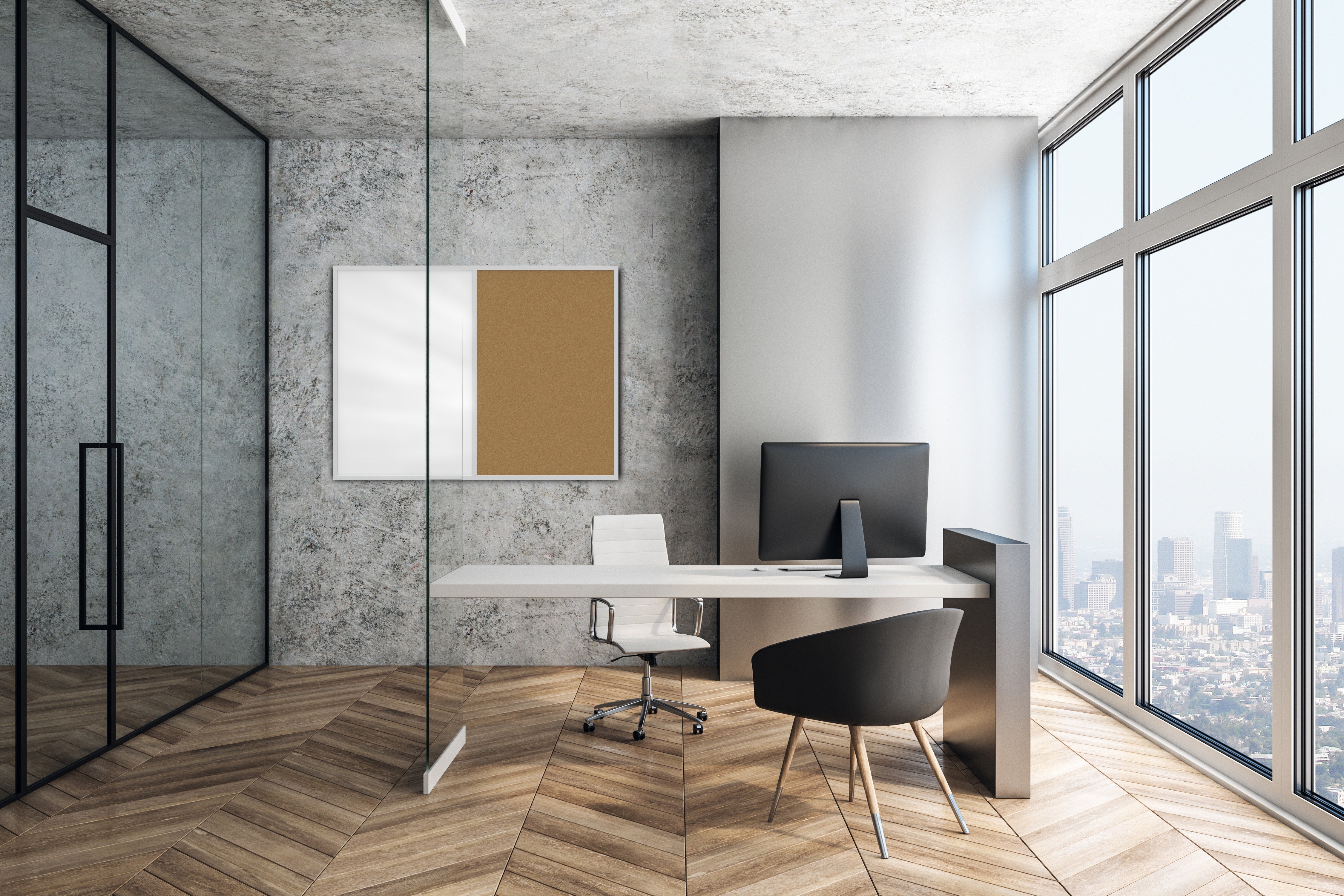 Ghent Aluminum Framed Markerboard and Cork Combo Board 4'H x 6'W