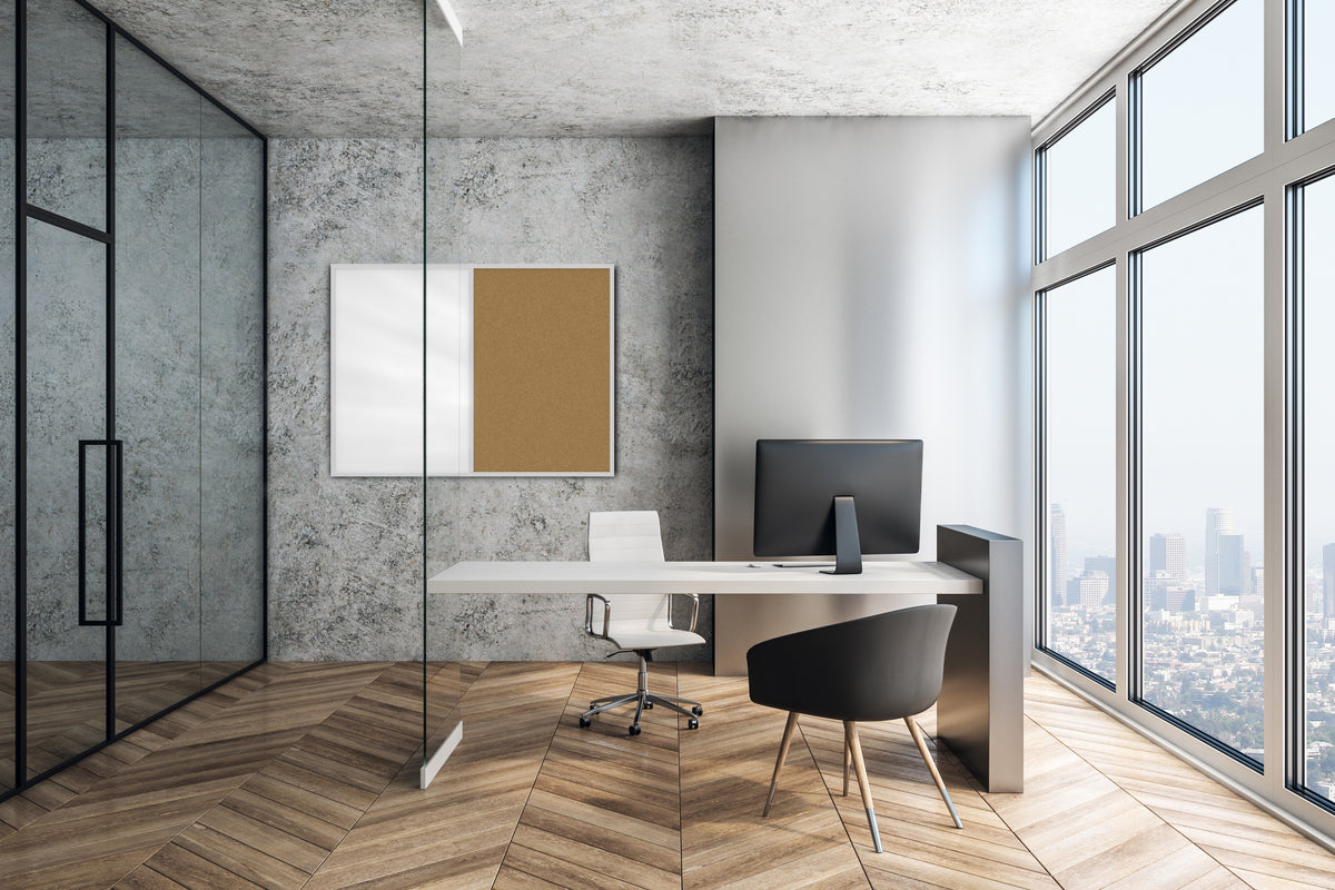 Ghent Aluminum Framed Markerboard and Cork Combo Board 3'H x 4'W
