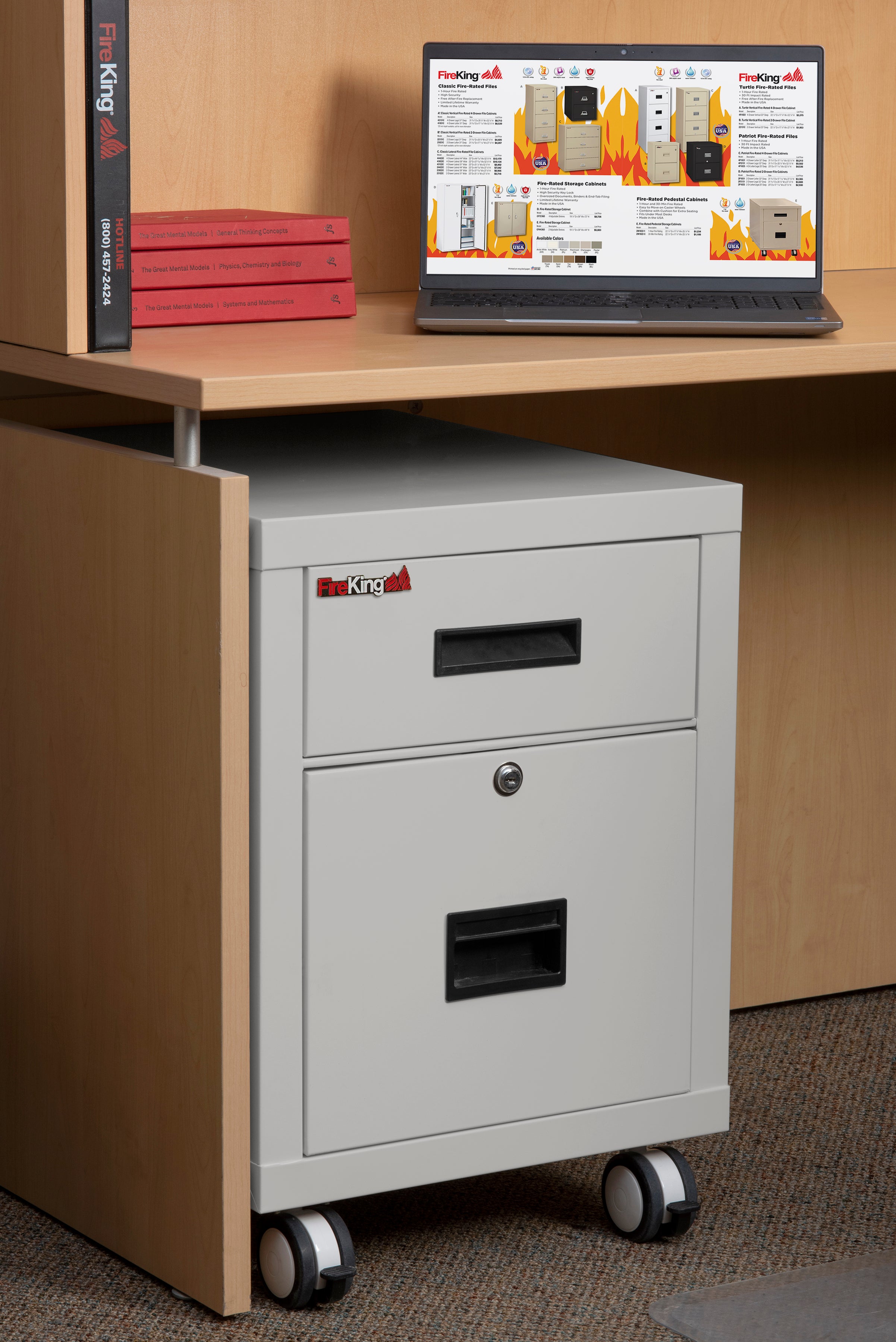 Mobile Pedestal 1-hour Fire-Rated Letter or Legal File Cabinet