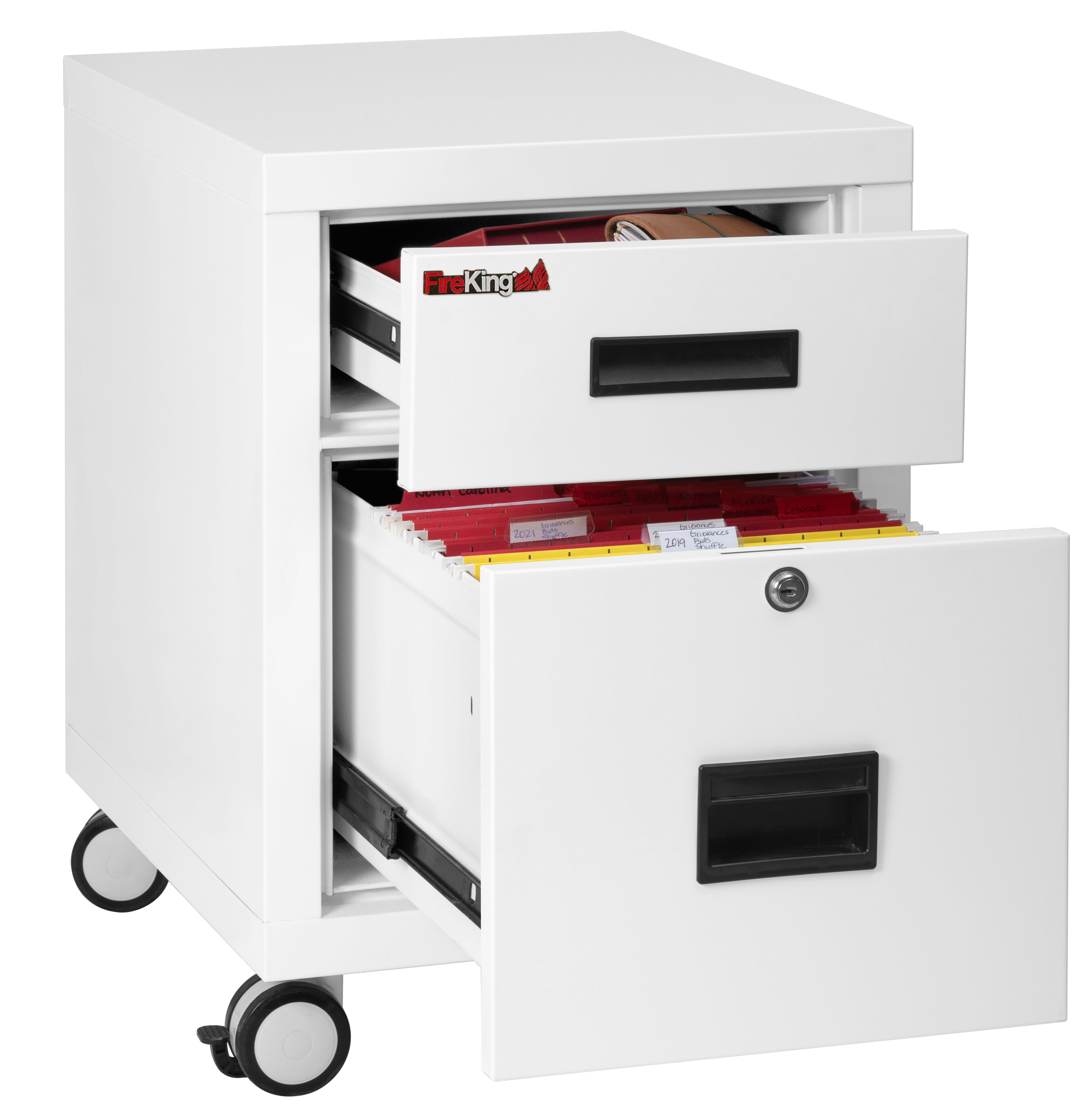 Mobile Pedestal Fire-Rated Letter or Legal File Cabinet