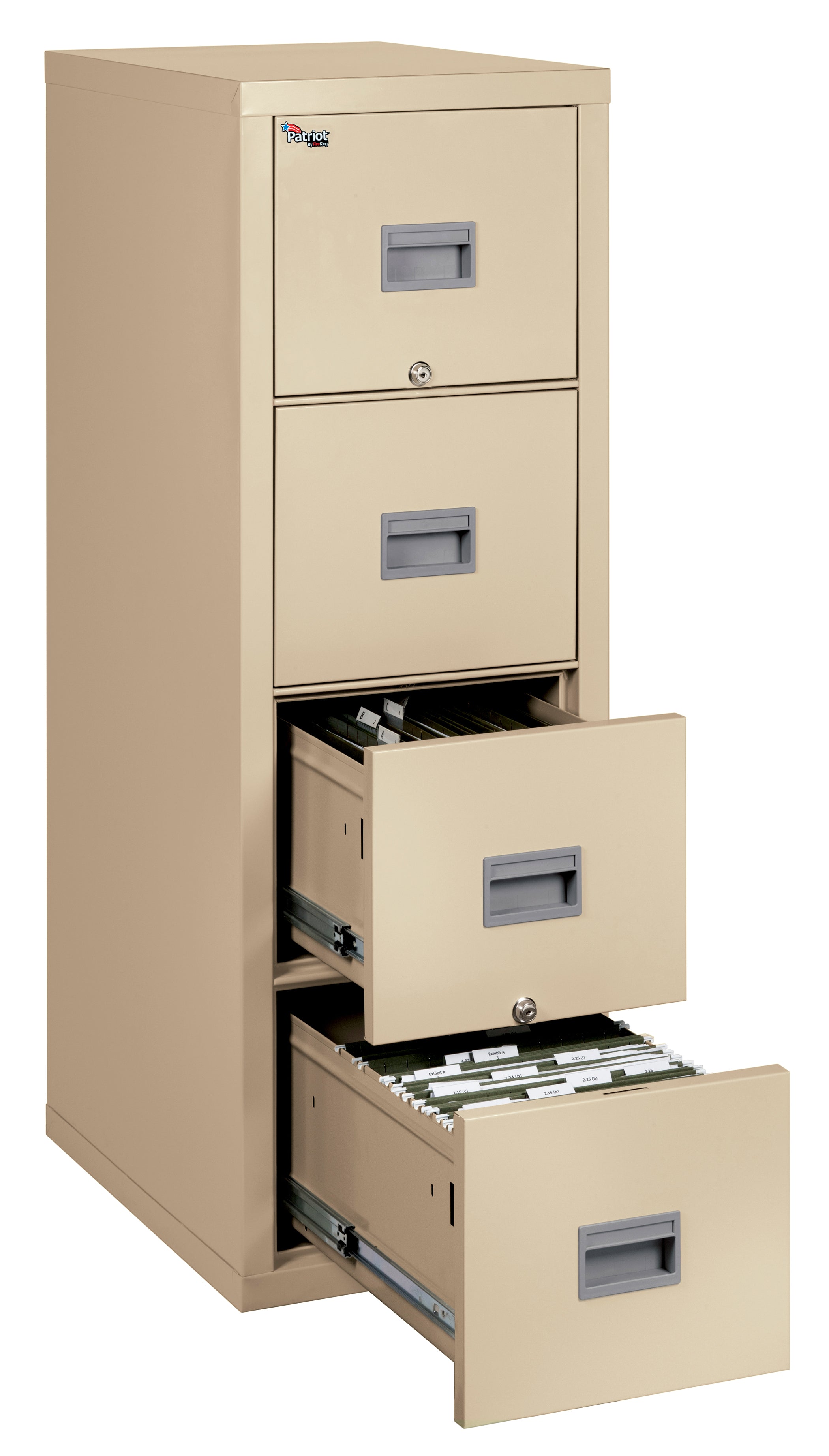 1 Hour Fire Resistant 25" depth File Cabinet with 4 Drawers filing Letter or Legal hanging folders