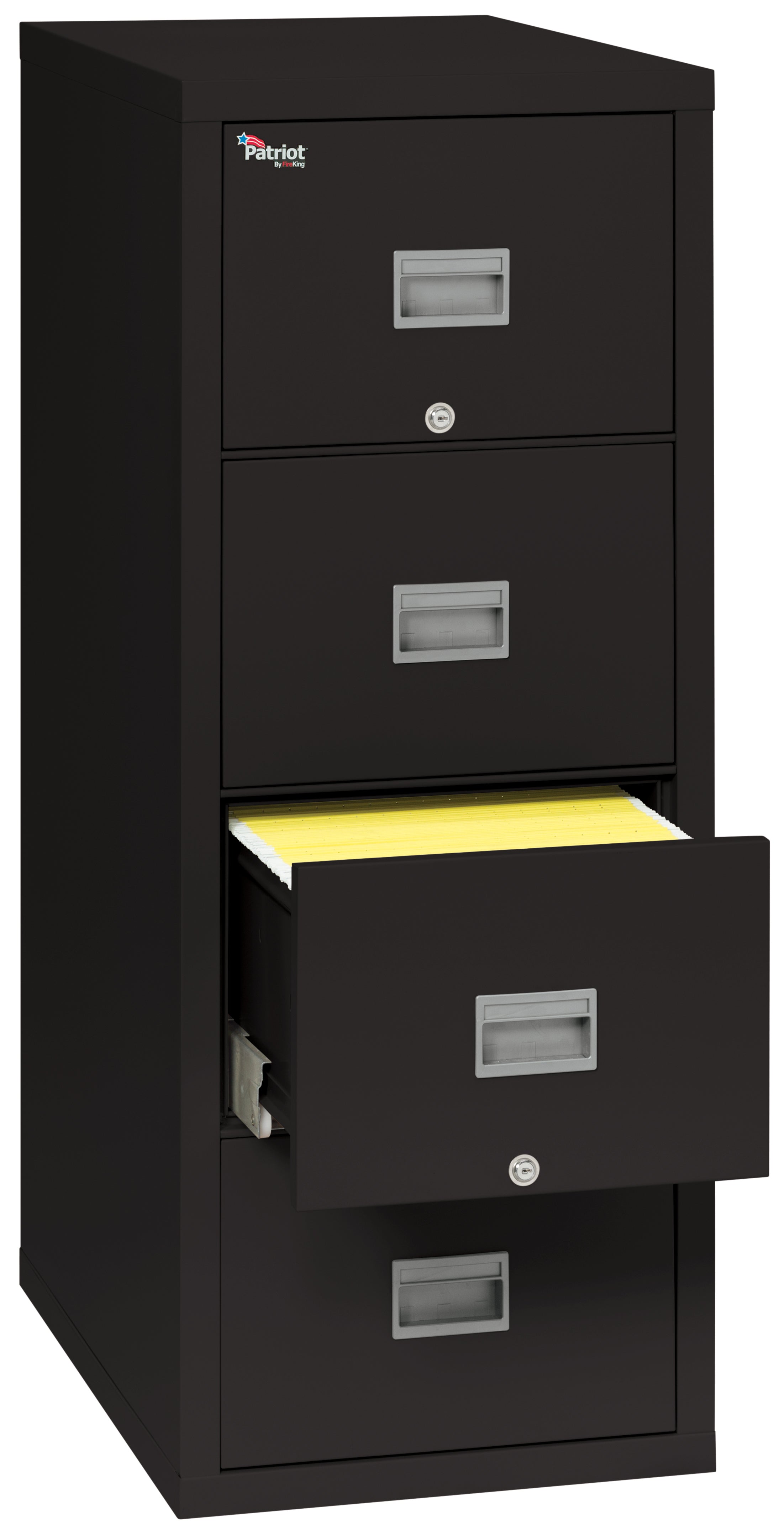 1 hour fire resistant 31" depth file cabinet with 4 drawers filing letter hanging folders