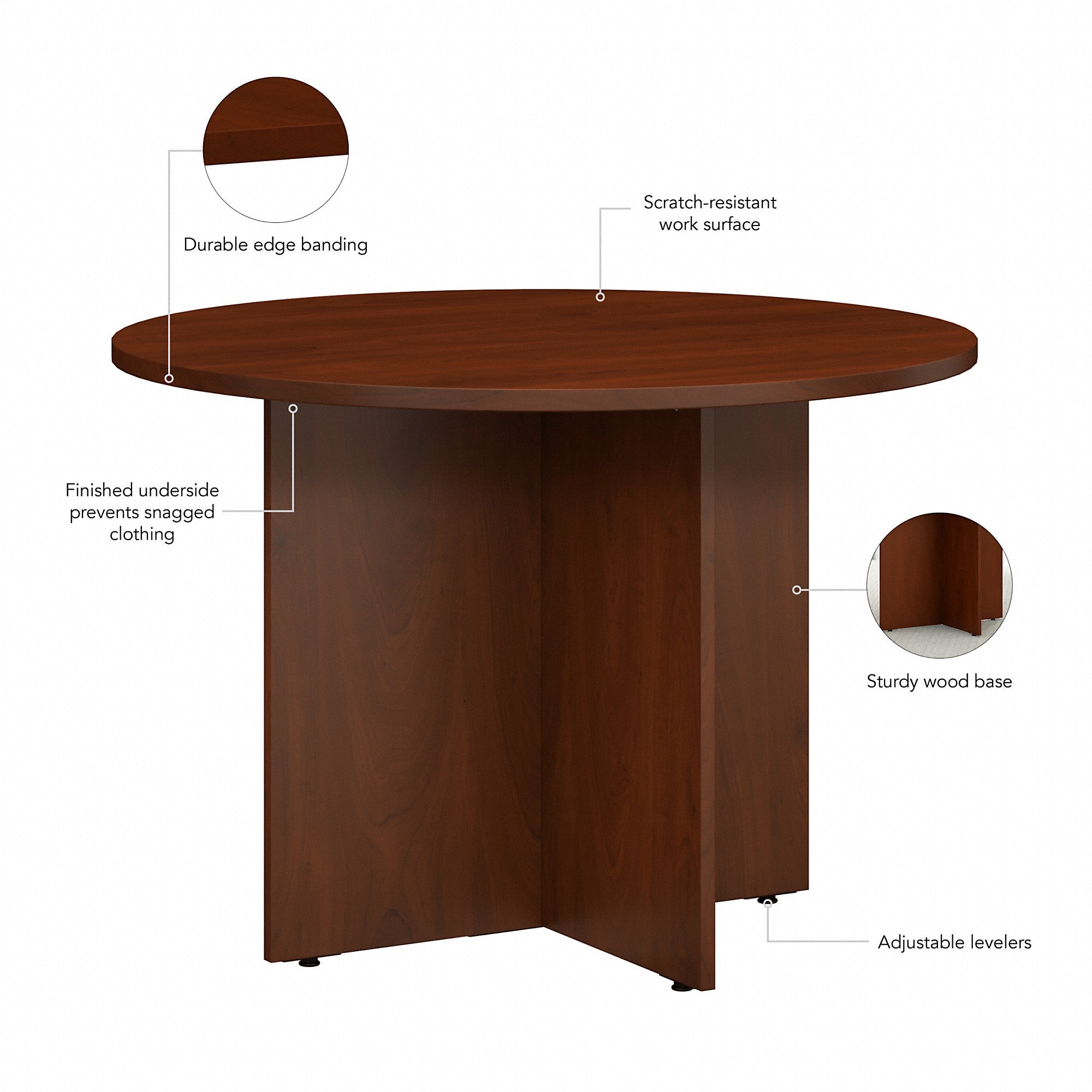 Bush Business Furniture 42W Round Conference Table with Wood Base | Position 3