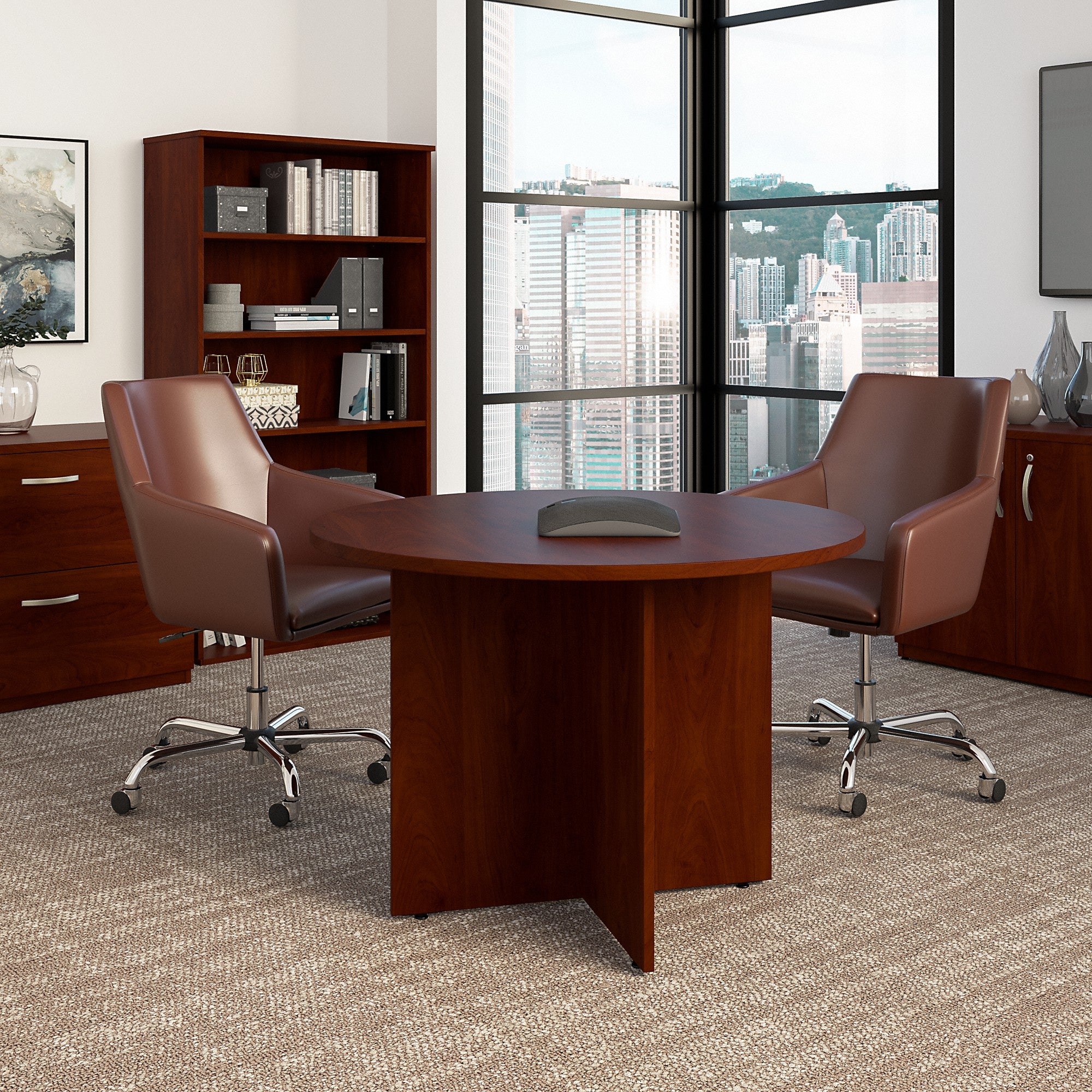 Bush Business Furniture 42W Round Conference Table with Wood Base | Position 2