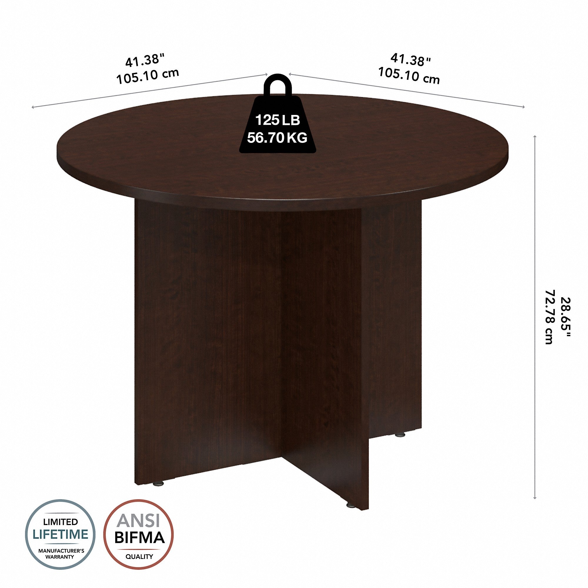 Bush Business Furniture 42W Round Conference Table with Wood Base | Position 13