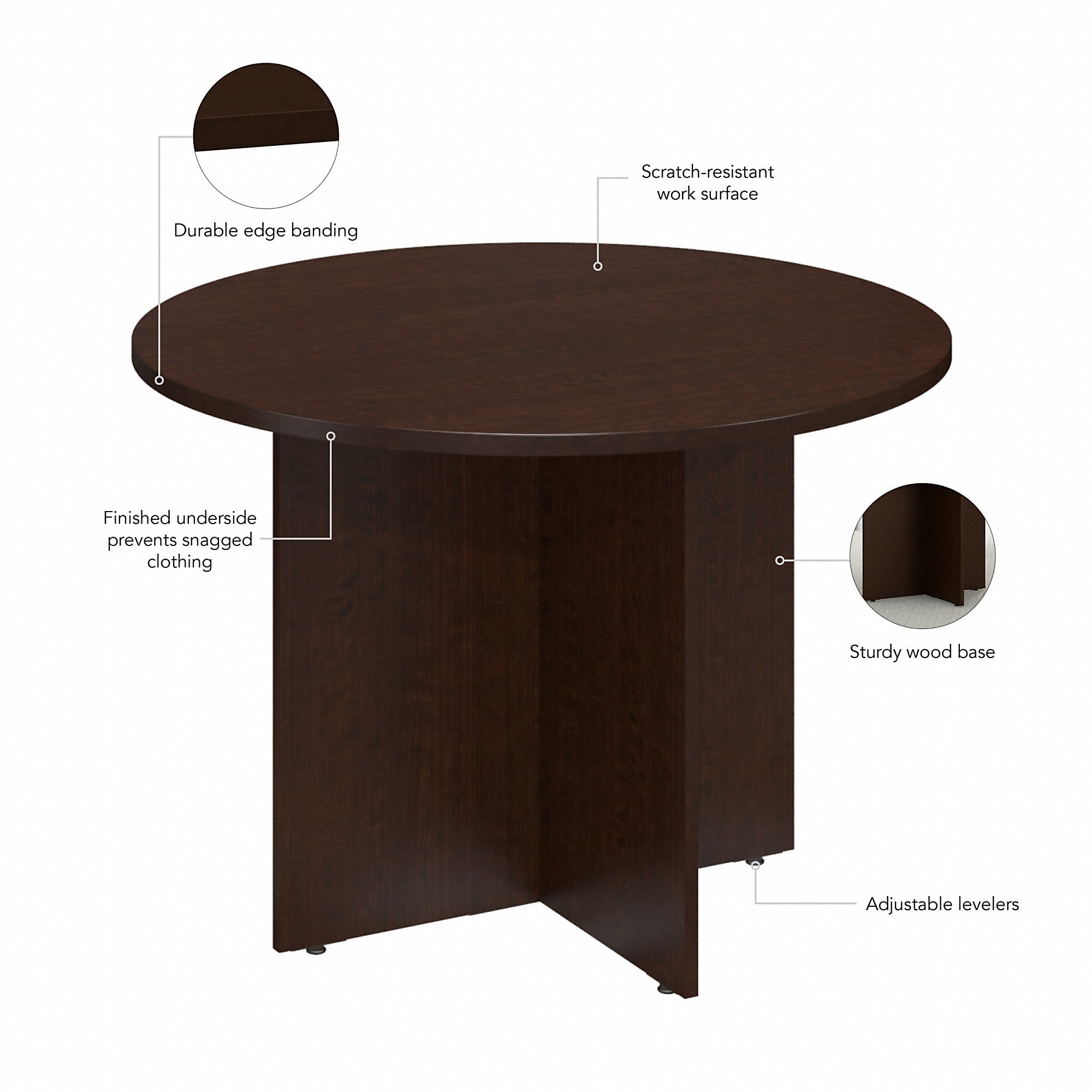 Bush Business Furniture 42W Round Conference Table with Wood Base | Position 10