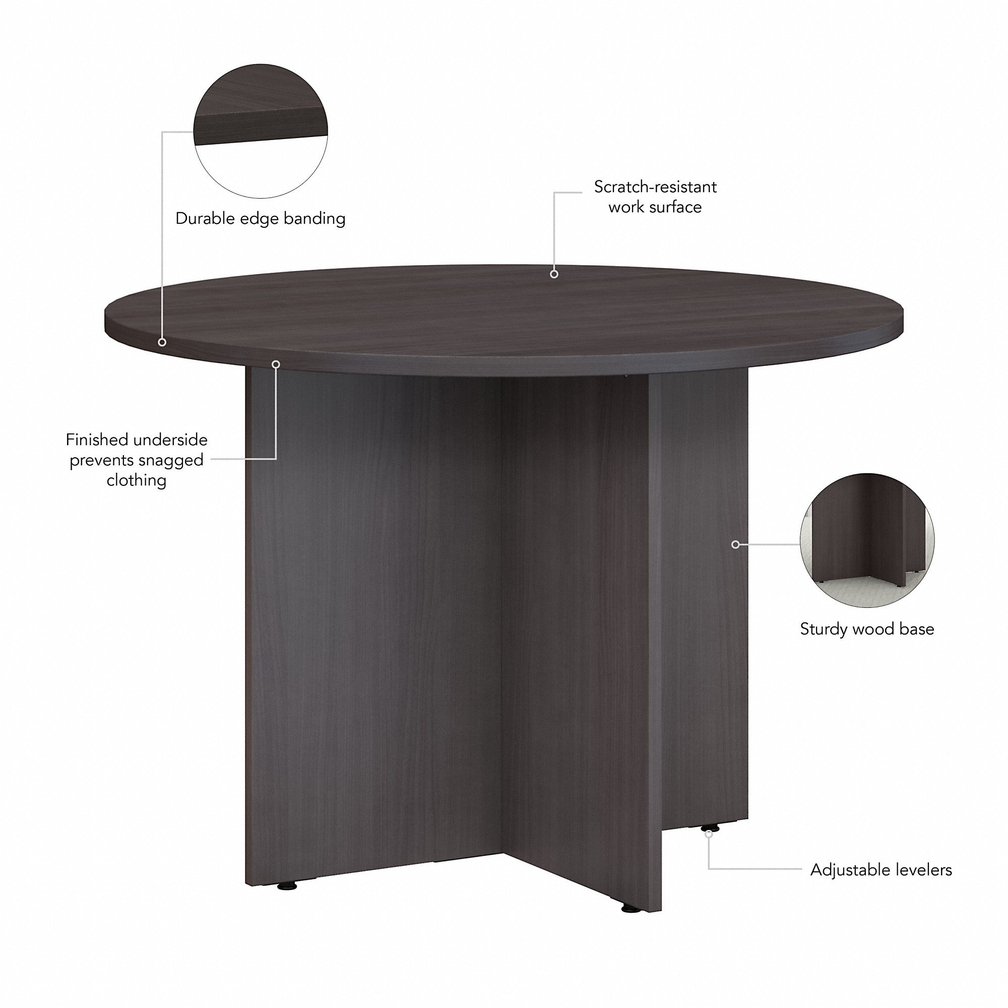 Bush Business Furniture 42W Round Conference Table with Wood Base | Position 25