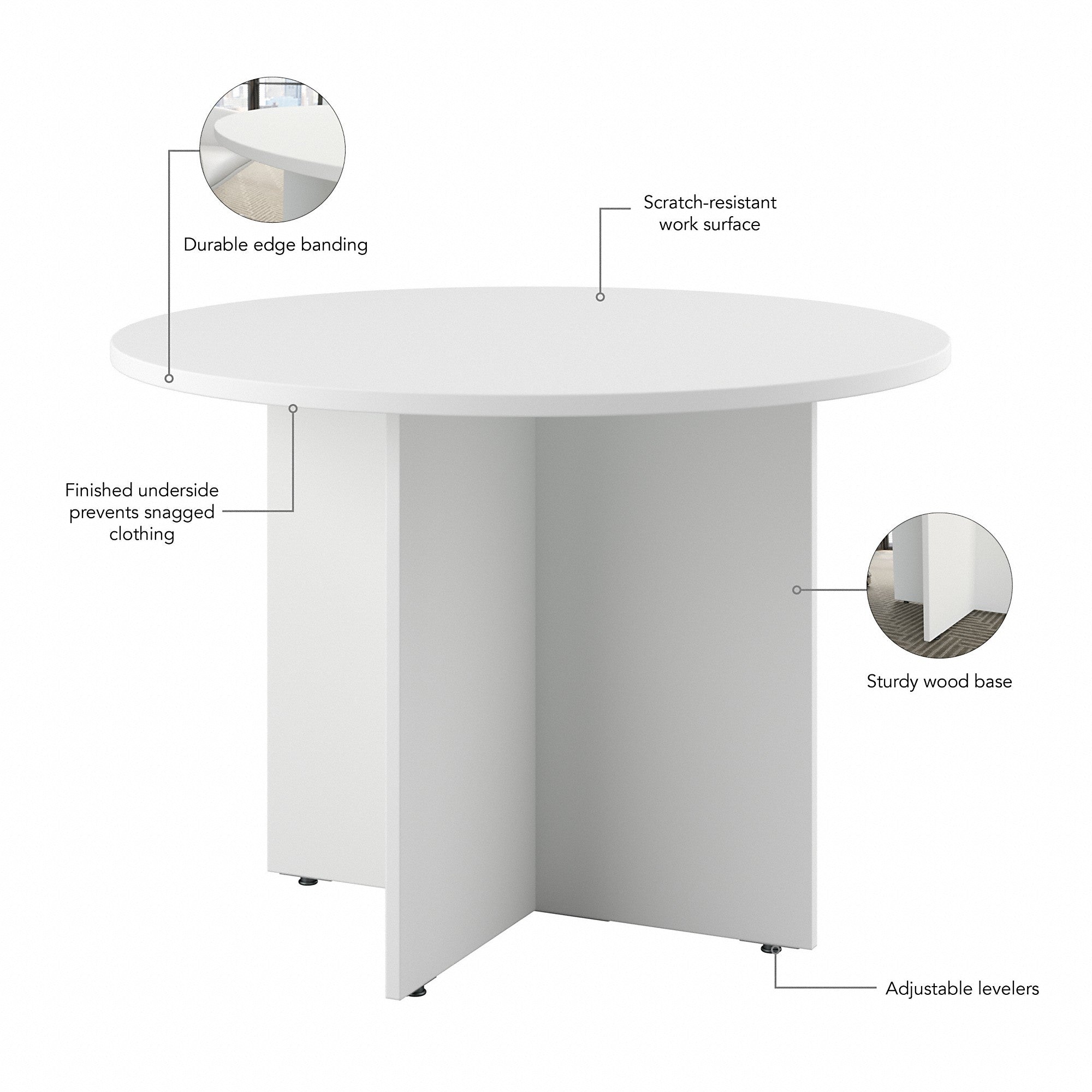 Bush Business Furniture 42W Round Conference Table with Wood Base | Position 33