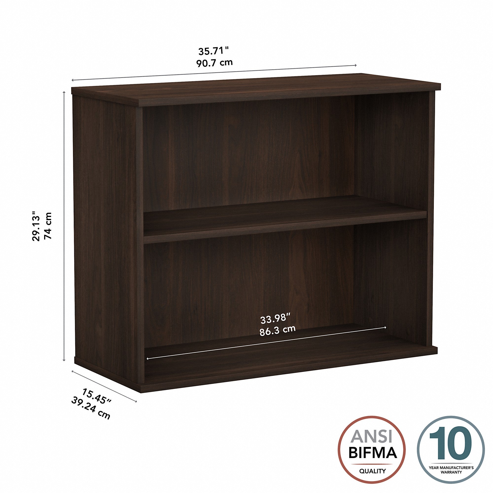 Bush Business Furniture Small 2 Shelf Bookcase