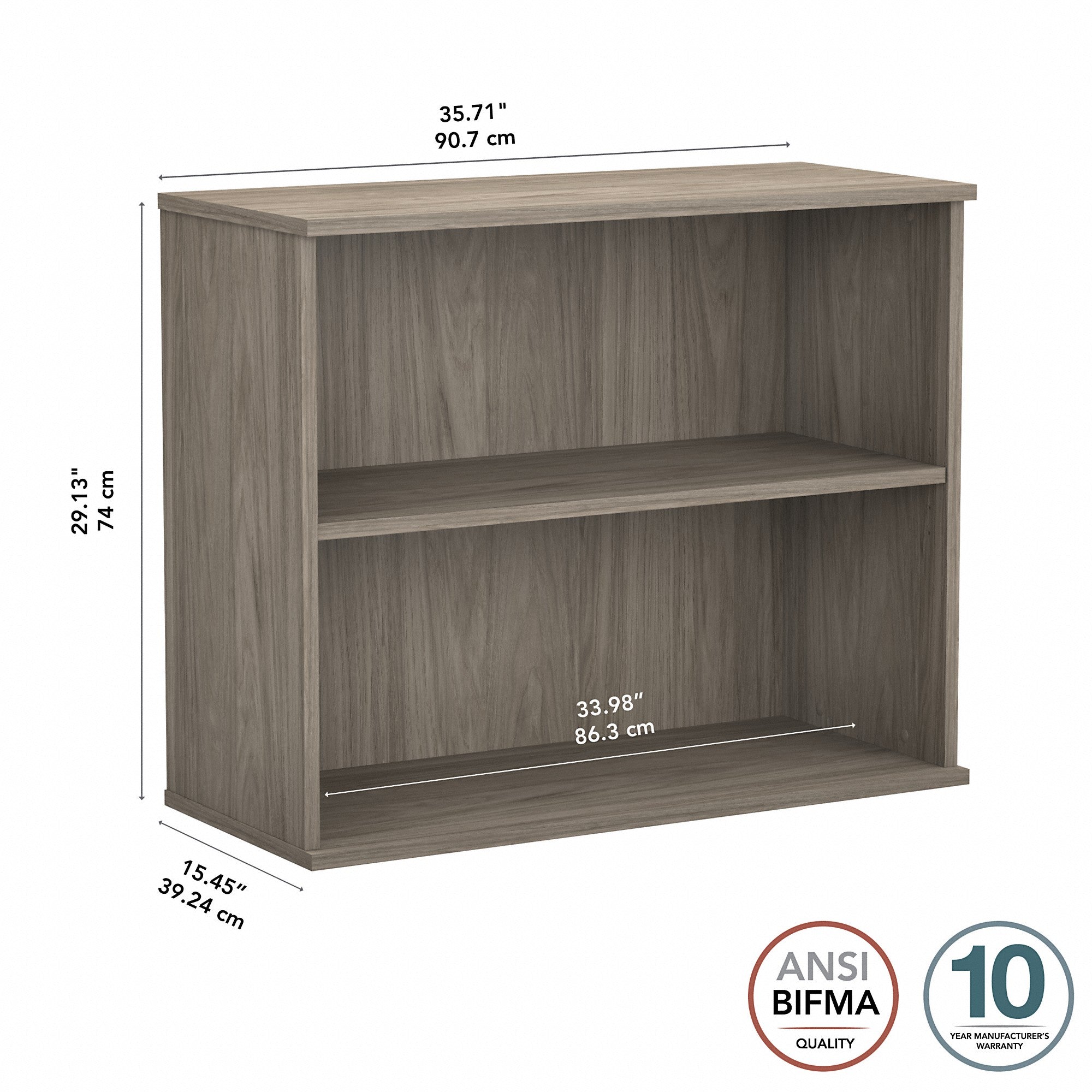 Bush Business Furniture Small 2 Shelf Bookcase